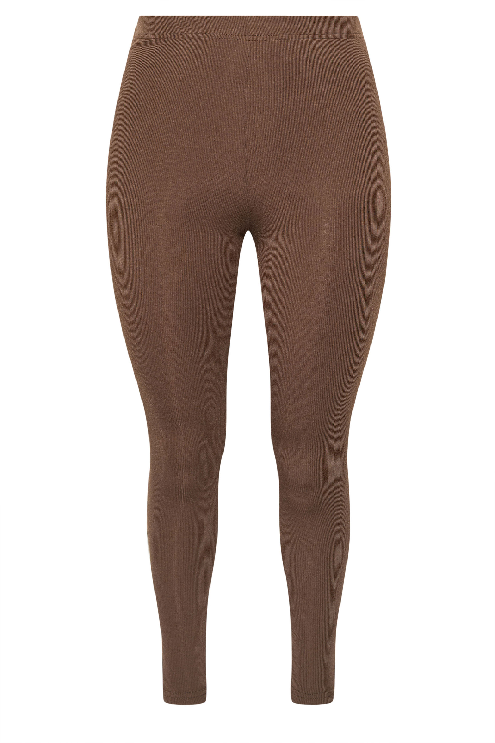 YOURS Plus Size Brown Ribbed Leggings | Yours Clothing 5
