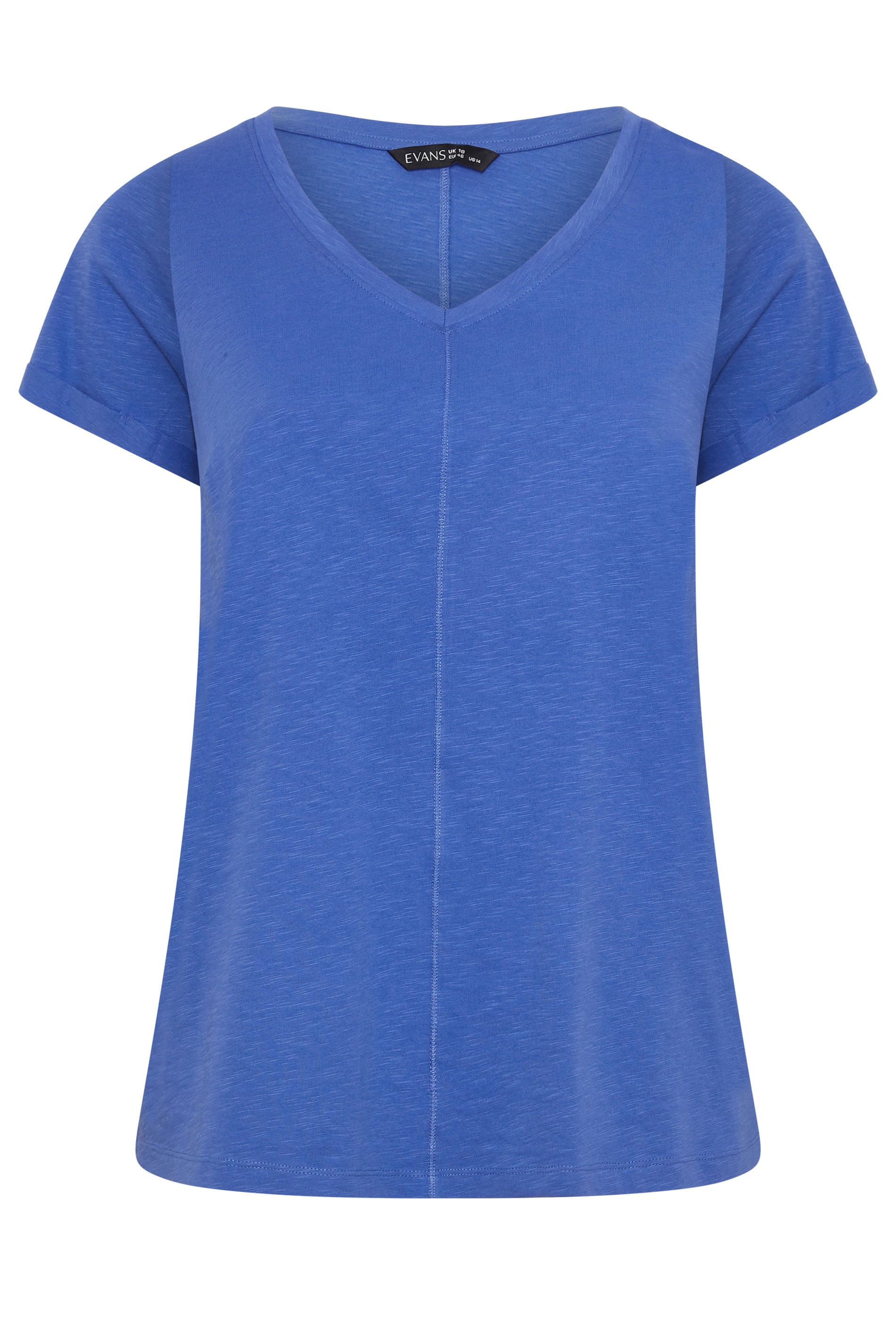 EVANS Plus Size Cobalt Blue Cotton T-Shirt | Evans 5
