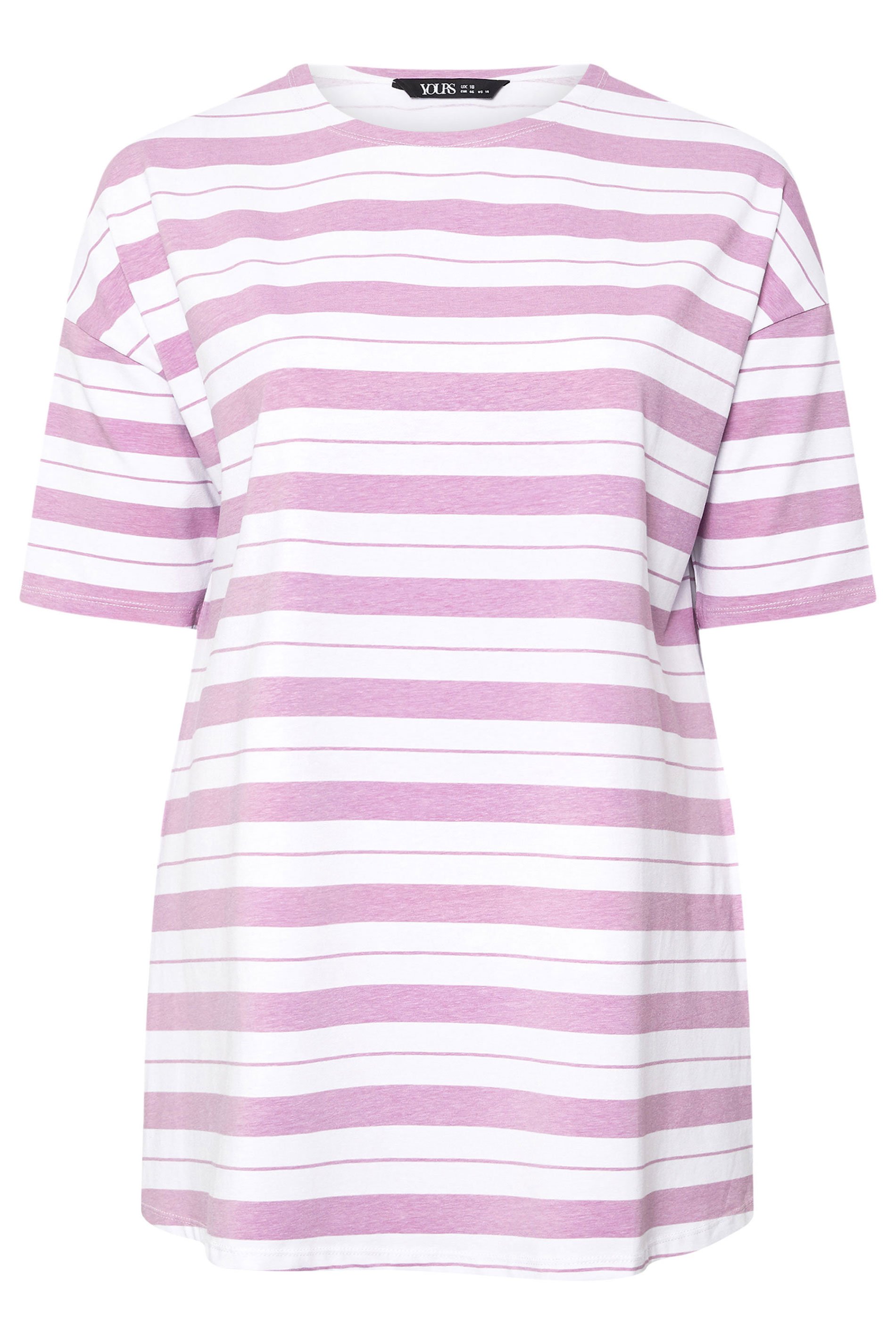 YOURS Plus Size White & Pink Stripe Longline T-Shirt | Yours Clothing 5
