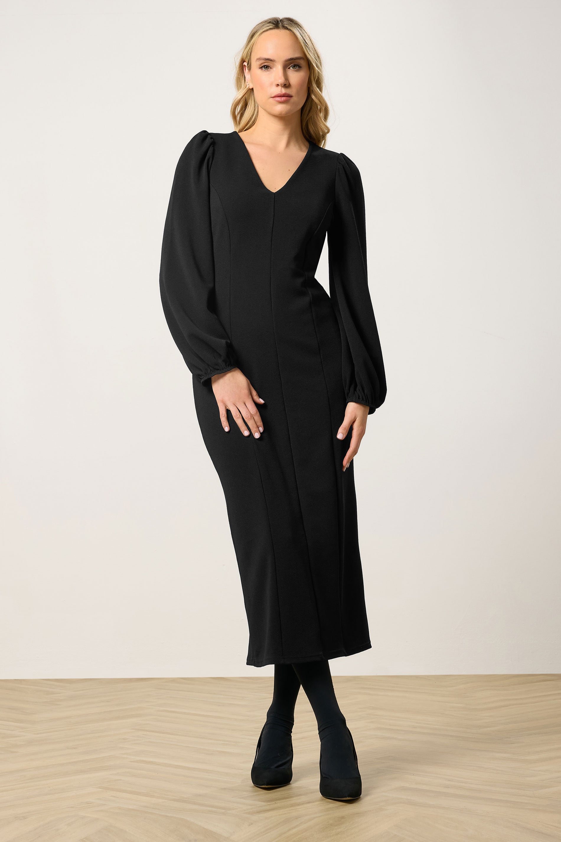 LTS Tall Women's Black Seam Front Midi Dress | Long Tall Sally 3