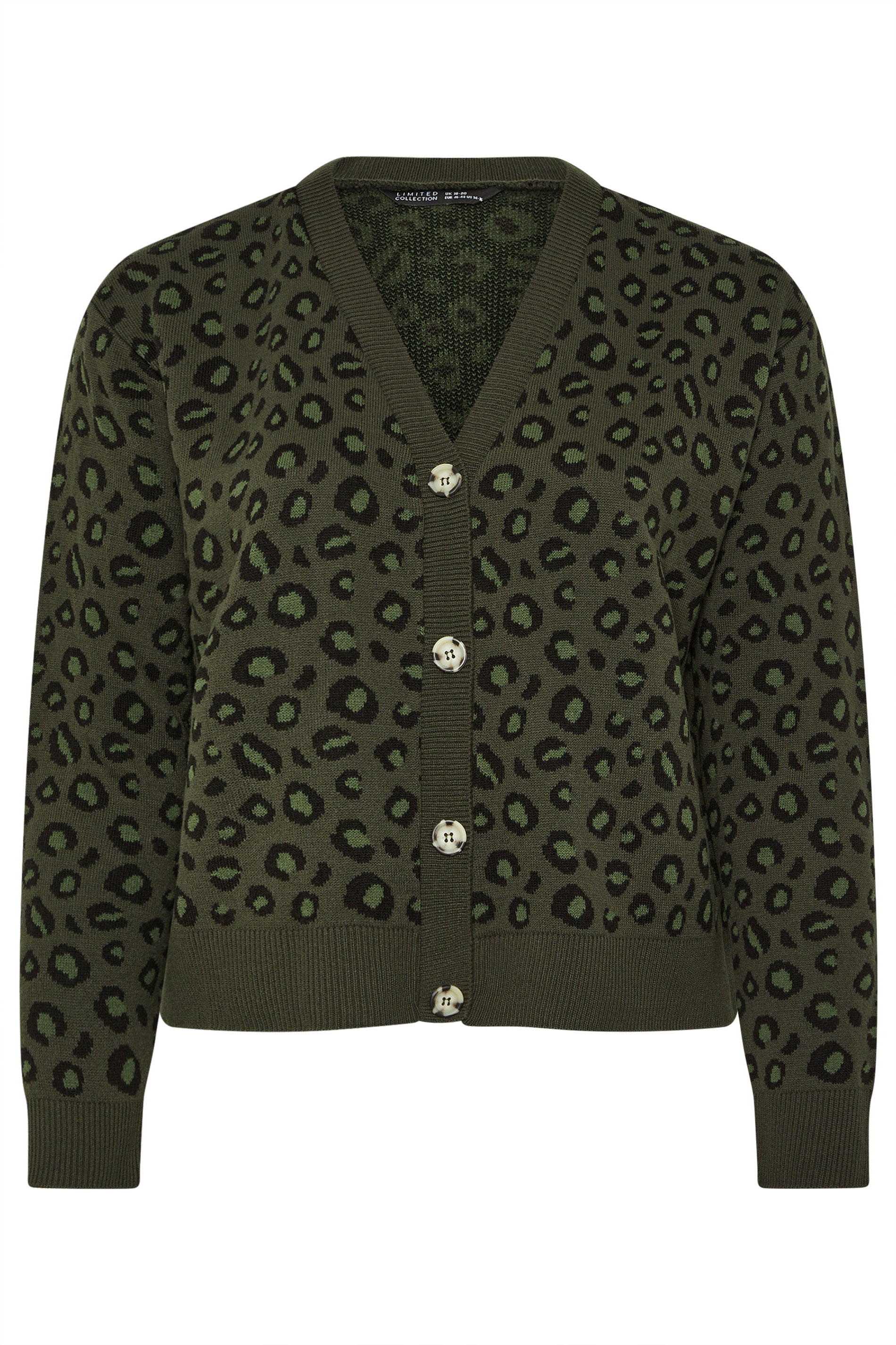 LIMITED COLLECTION Plus Size Khaki Green Leopard Print Cardigan | Yours Clothing  5