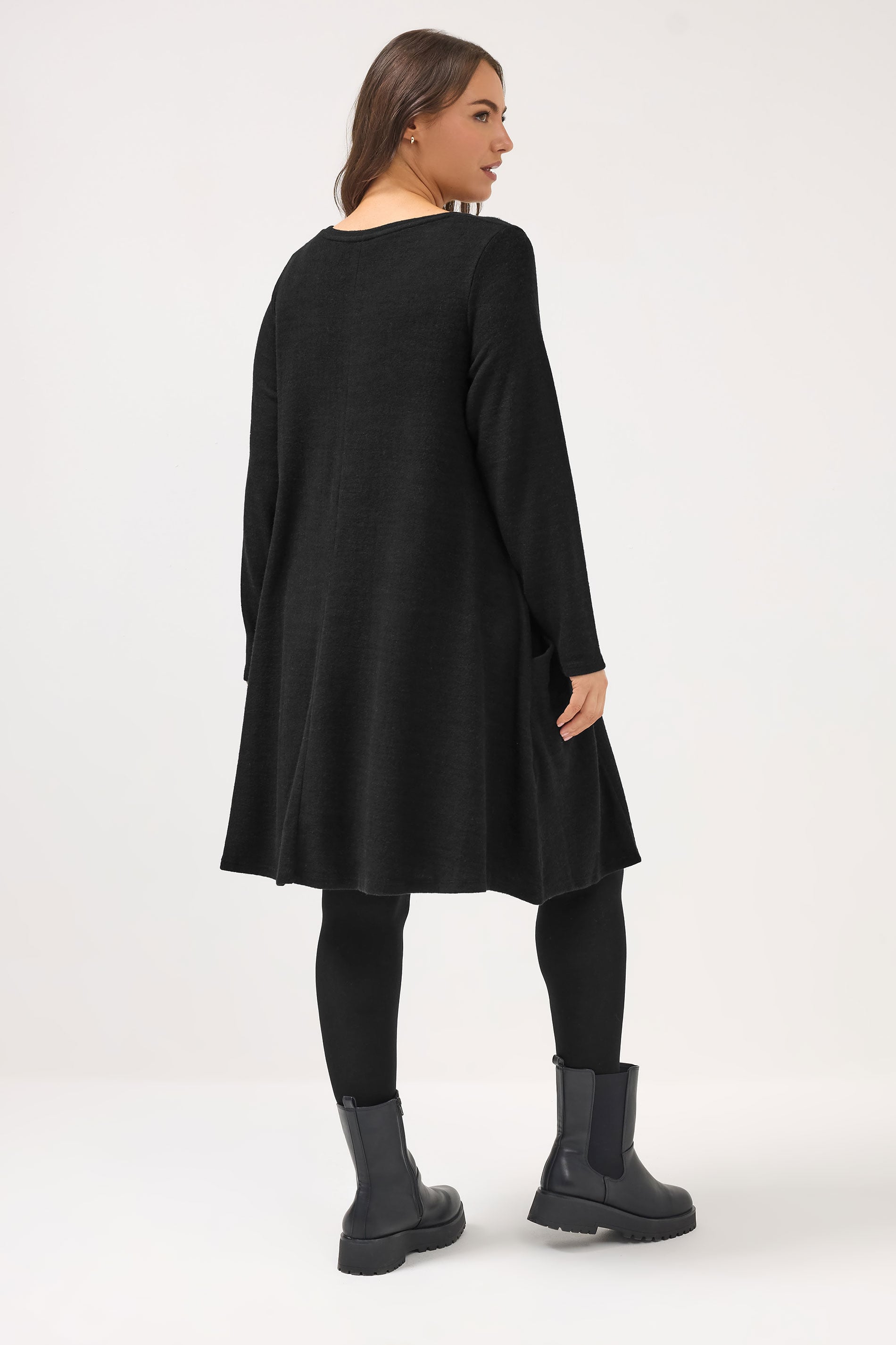 YOURS Plus Size Black Soft Touch Pocket Dress | Yours Clothing 2