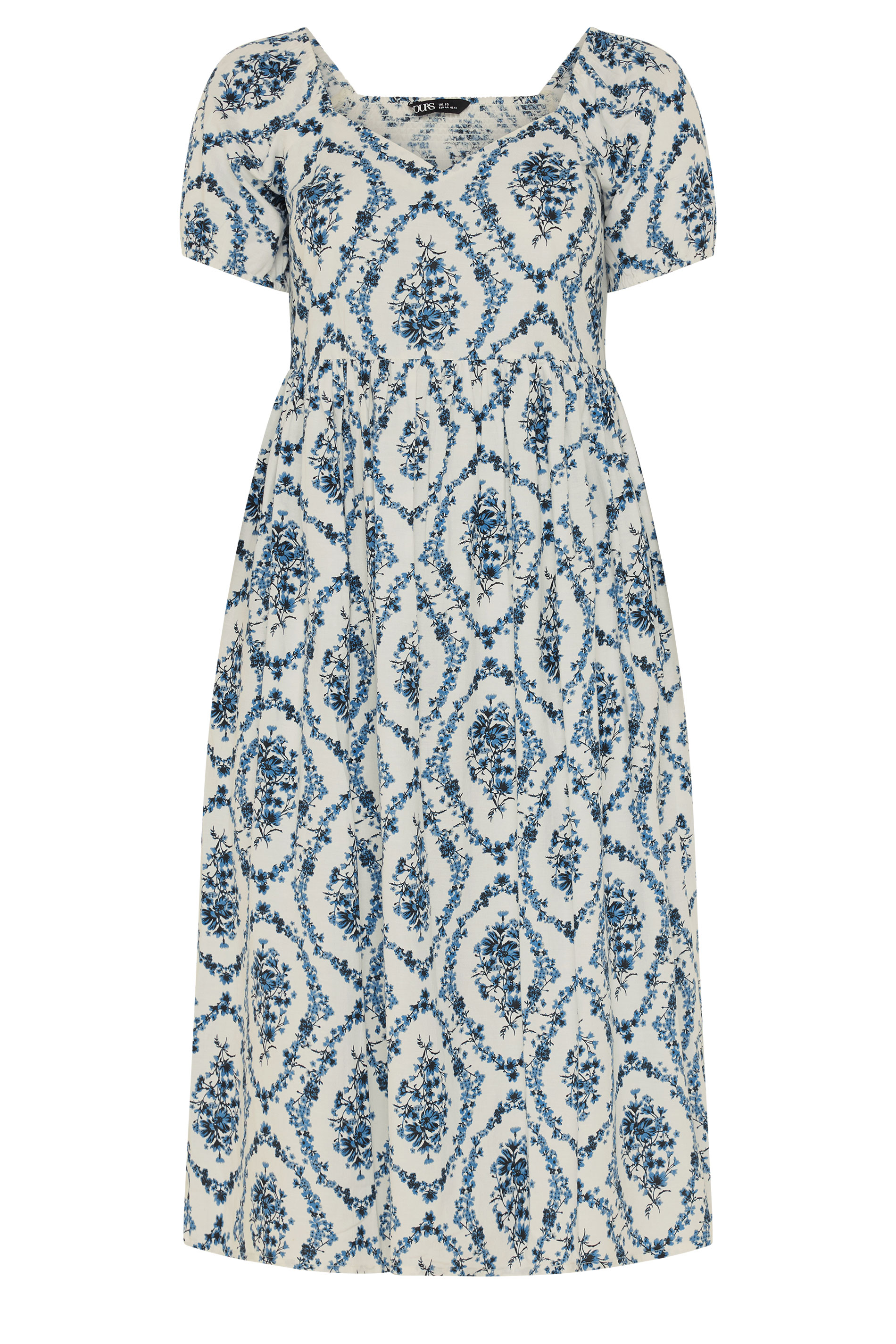 YOURS Plus Size White & Blue Floral Linen Midaxi Dress | Yours Clothing 5