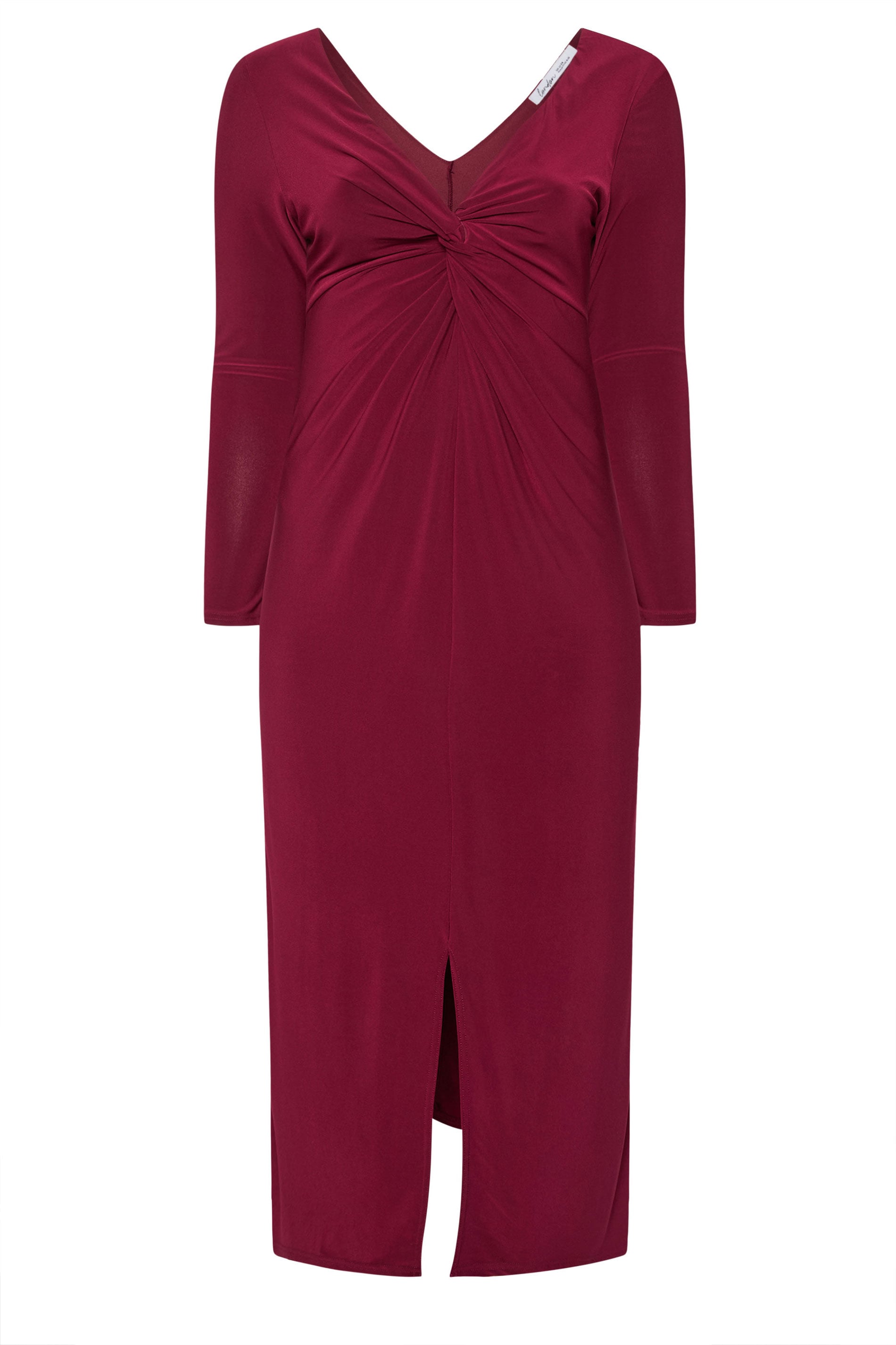 YOURS LONDON Plus Size Berry Red Knot Front Maxi Dress | Yours Clothing 5