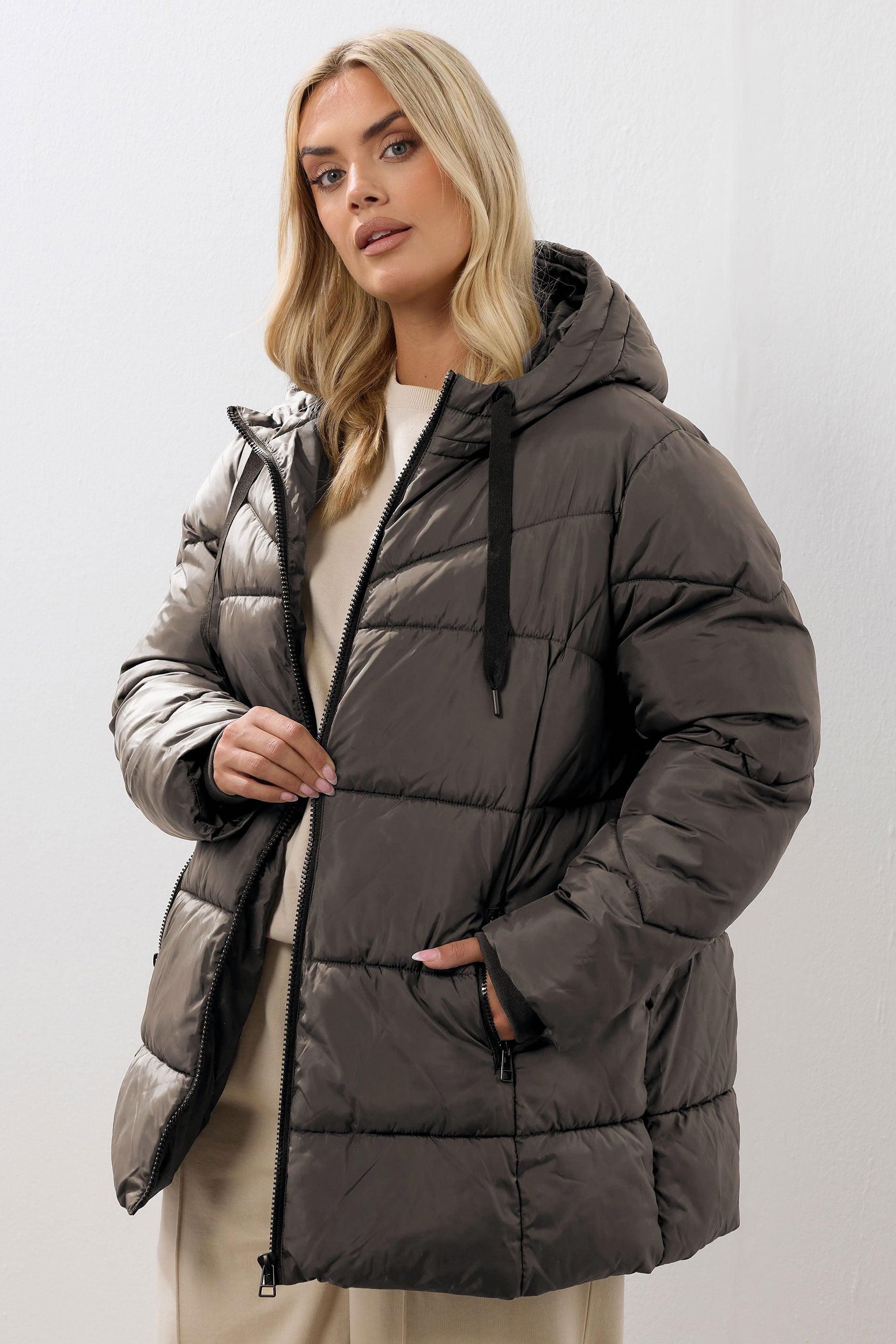 YOURS Plus Size Brown Short Padded Coat | Yours Clothing 3