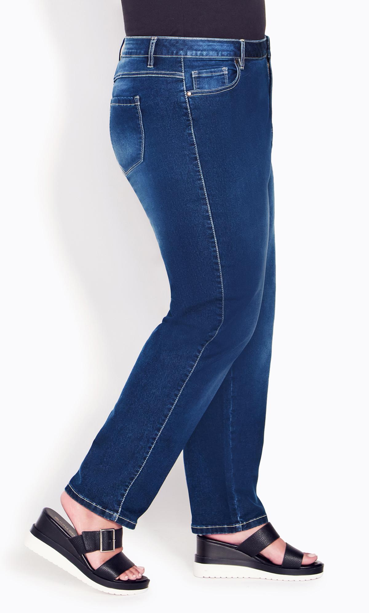 Avenue Blue Mid Wash Straight Leg Jeans 3