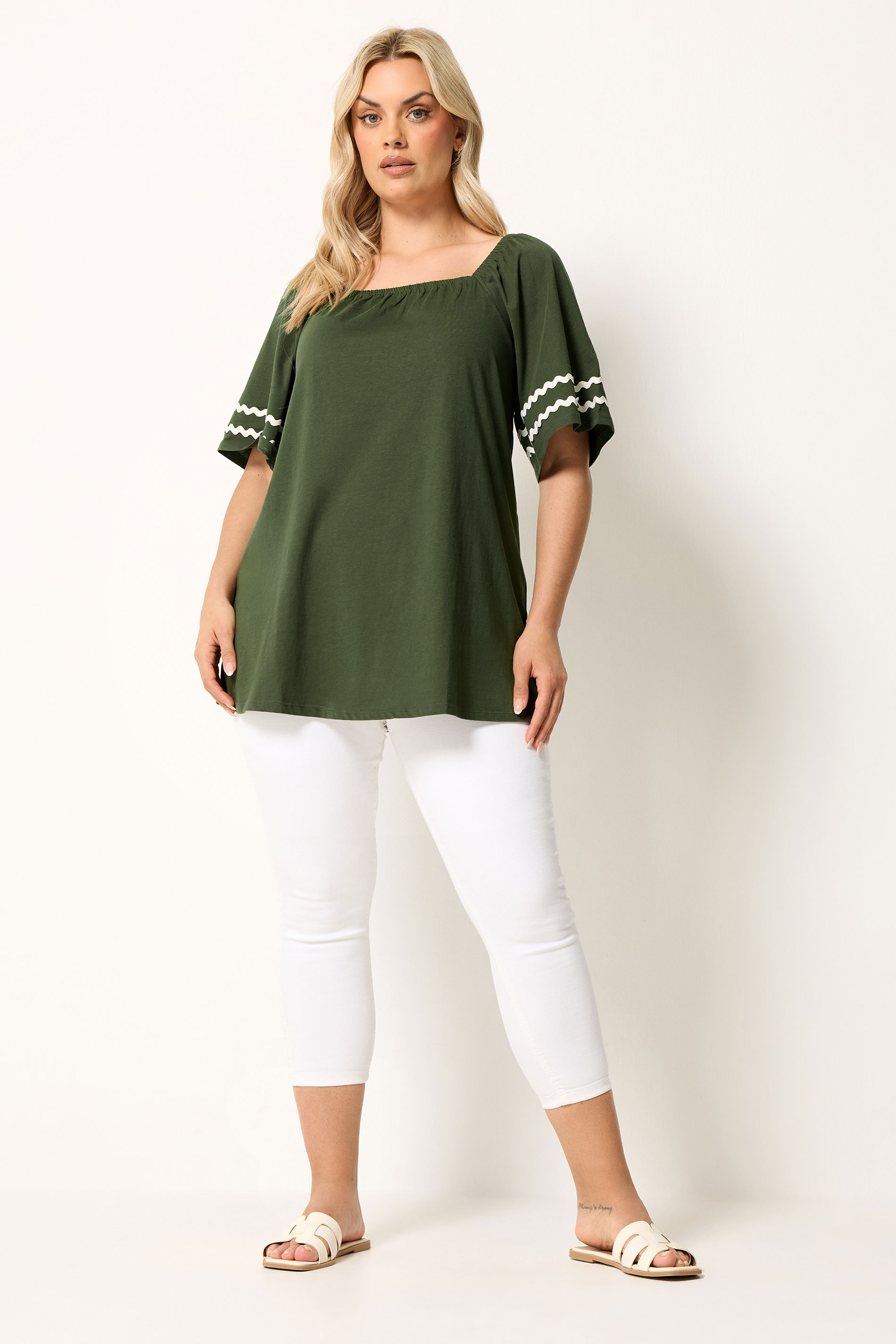 YOURS Plus Size Khaki Green Swing Blouse | Yours Clothing 1