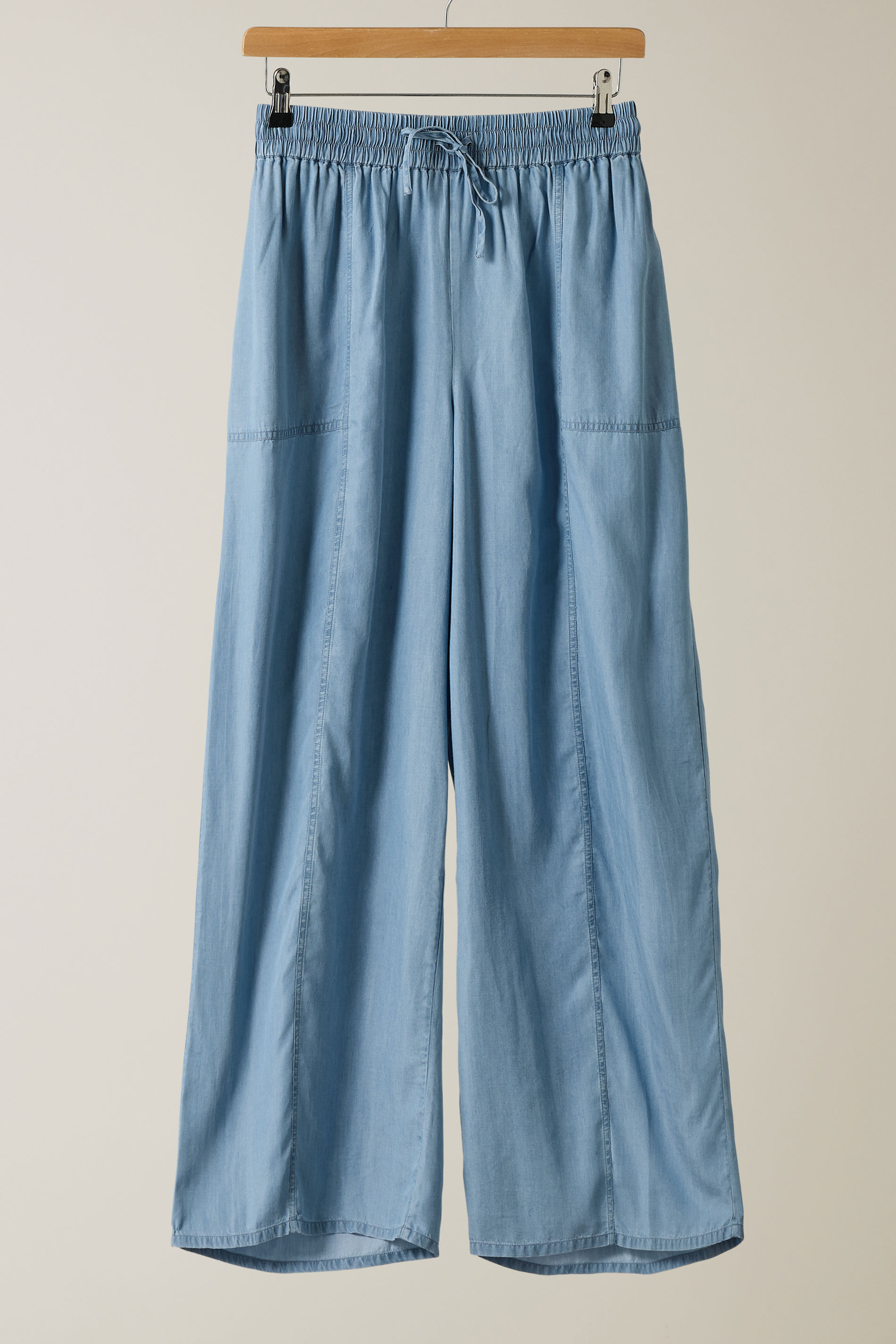 EVANS Plus Size Light Blue Lyocell Wide Leg Trousers | Evans 6