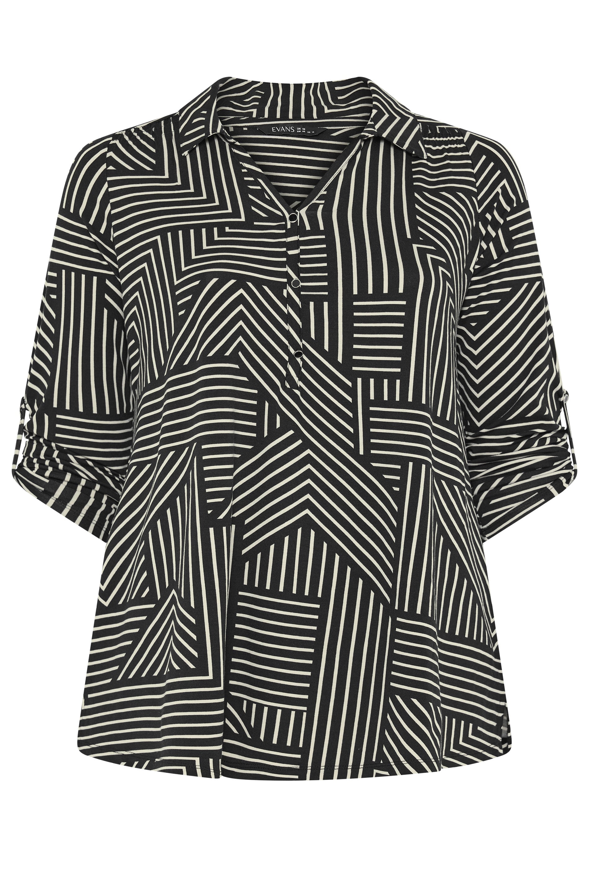 Evans Women's Black Plus Abstract Stipe Blouse Size 22-24
