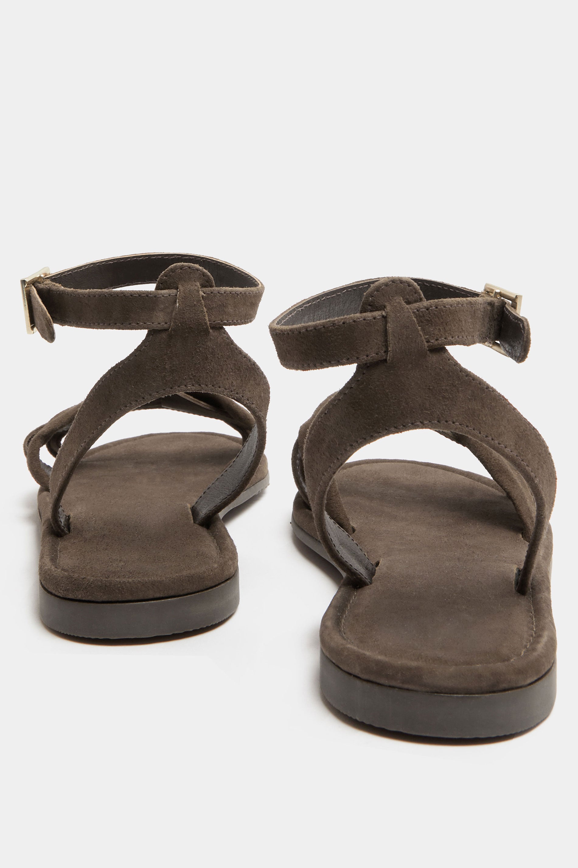 Chocolate Brown Faux Suede Cross Over Sandals In Extra Wide EEE Fit | Yours Clothing 3
