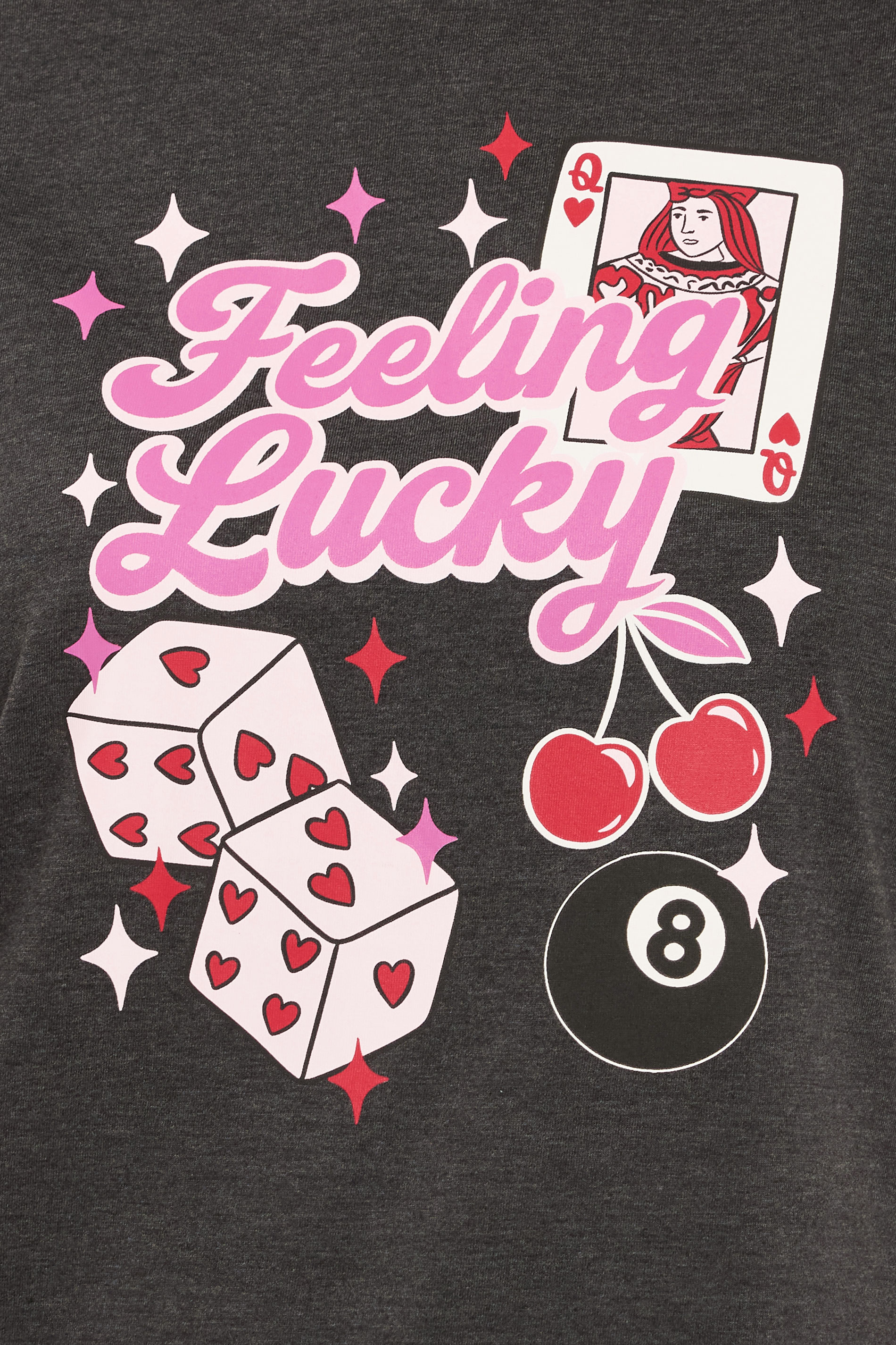 YOURS Plus Size Grey 'Feeling Lucky' Slogan Wide Leg Pyjama Set | Yours Clothing 4