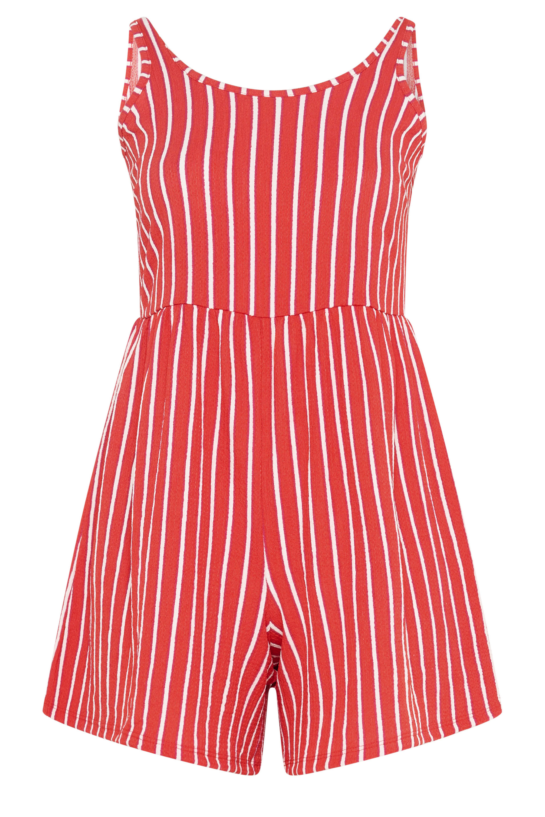 YOURS Plus Size Orange Stripe Textured Playsuit | Yours Clothing 5