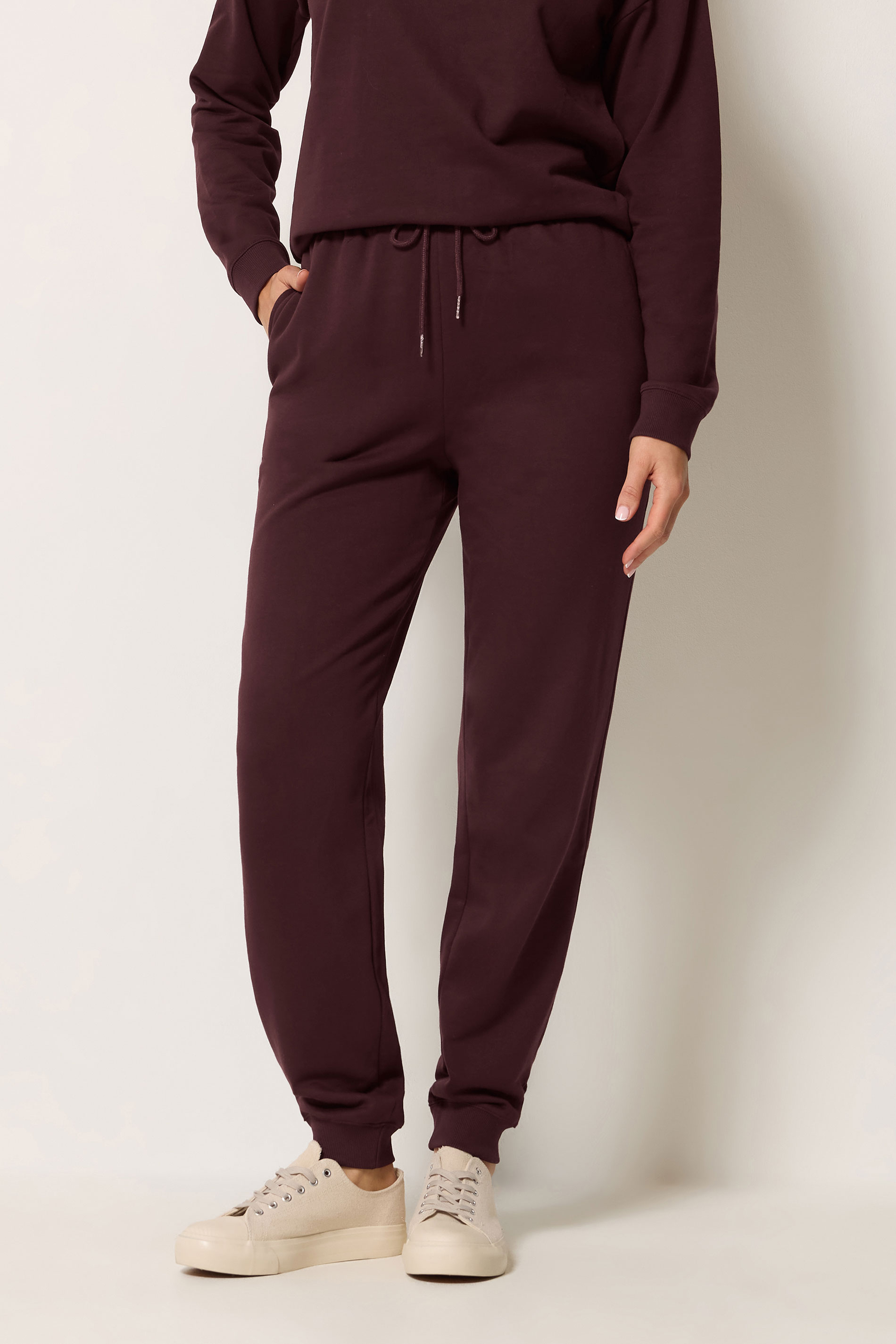 LTS Tall Women's Dark Cherry Red Cuffed Joggers | Long Tall Sally 1