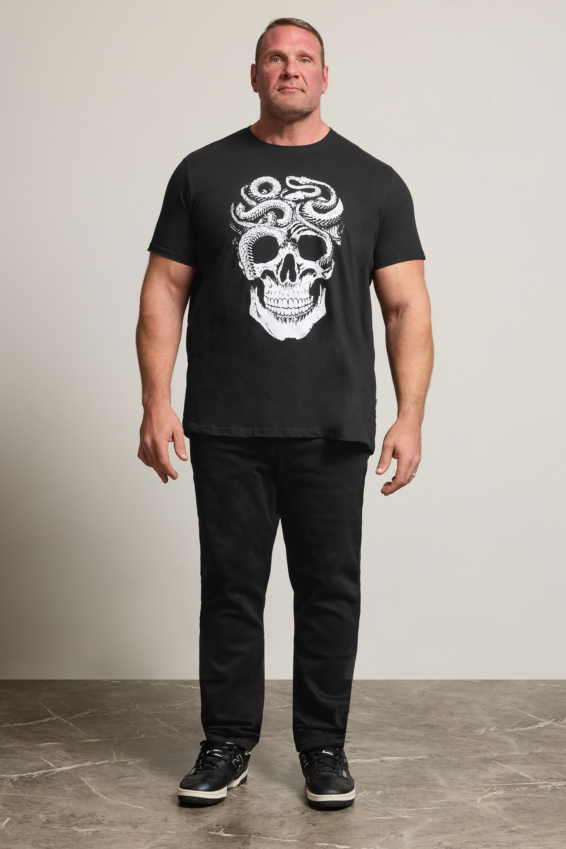 BadRhino Big & Tall Black Skull & Snake Graphic T-Shirt | BadRhino 1