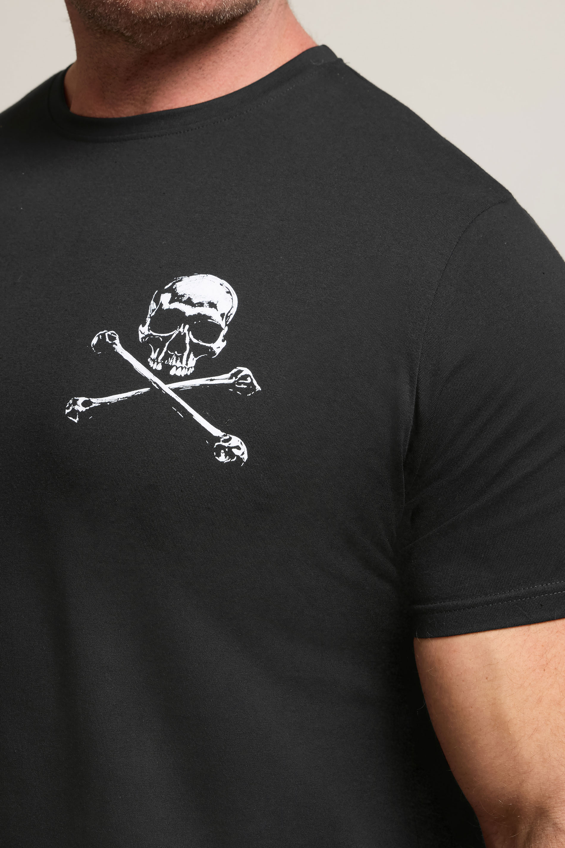 BadRhino Big & Tall Black Skull & Crossbones Graphic T-Shirt 5