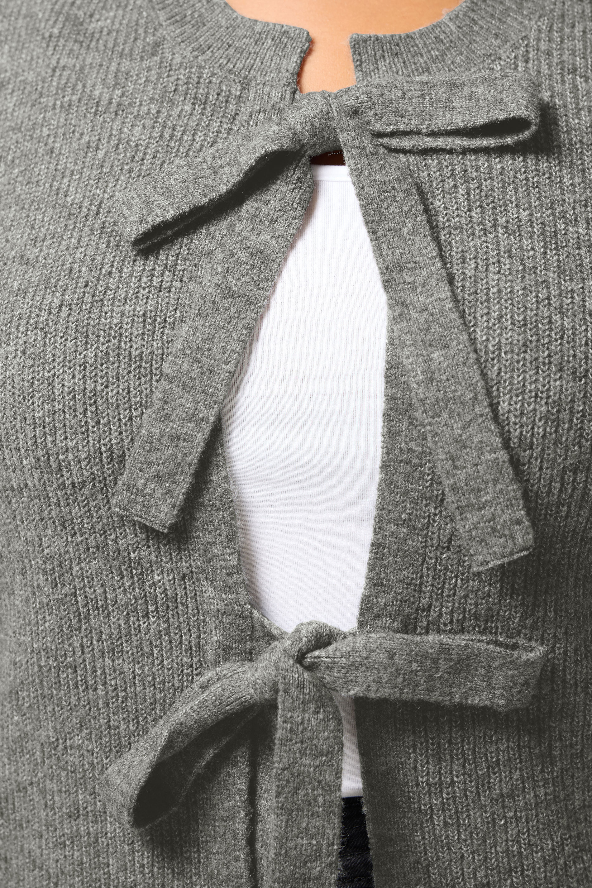 YOURS Plus Size Dark Grey Double Tie Knitted Vest Top | Yours Clothing 4