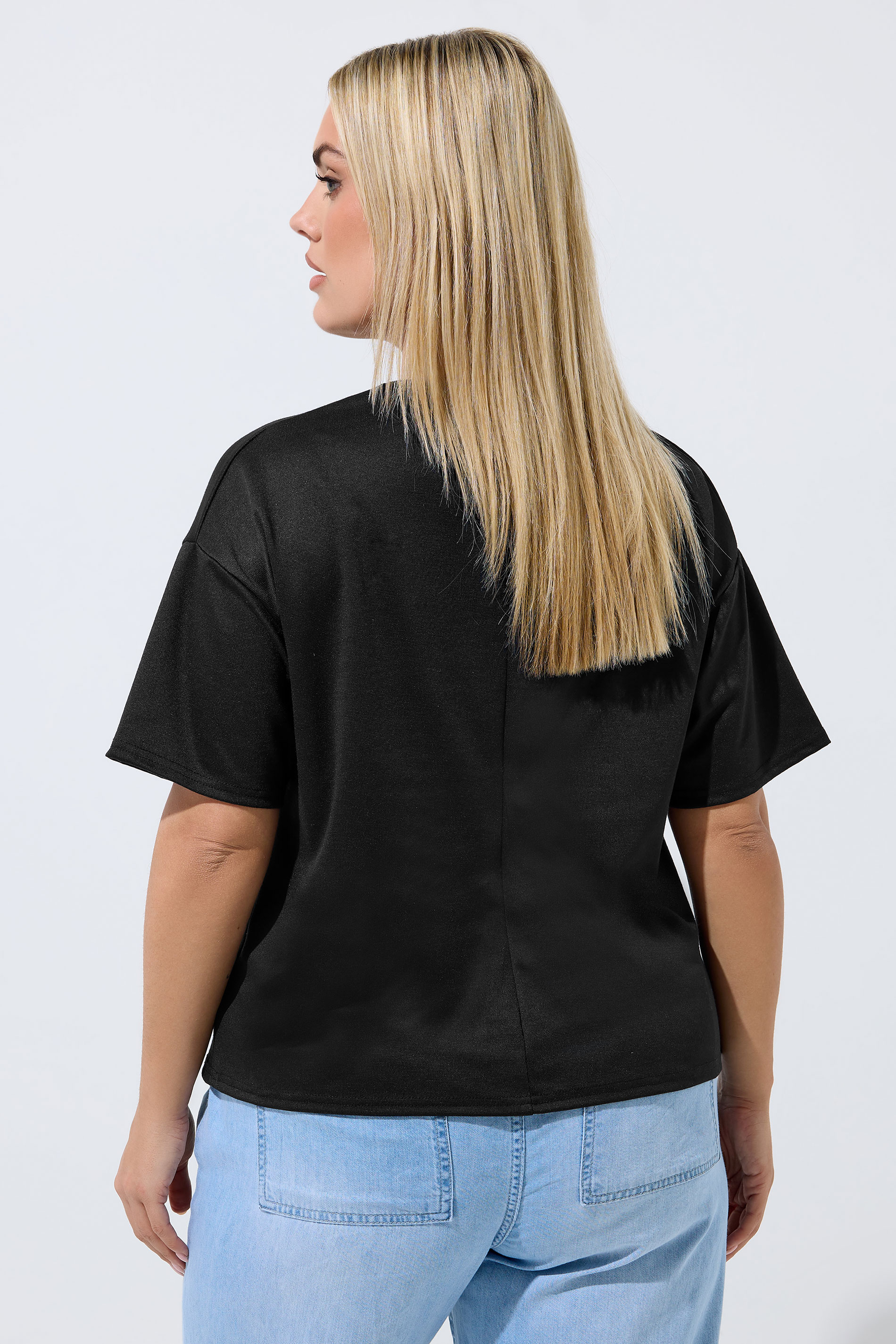 LIMITED COLLECTION Plus Size Black Cinched Waist T-Shirt | Yours Clothing 2