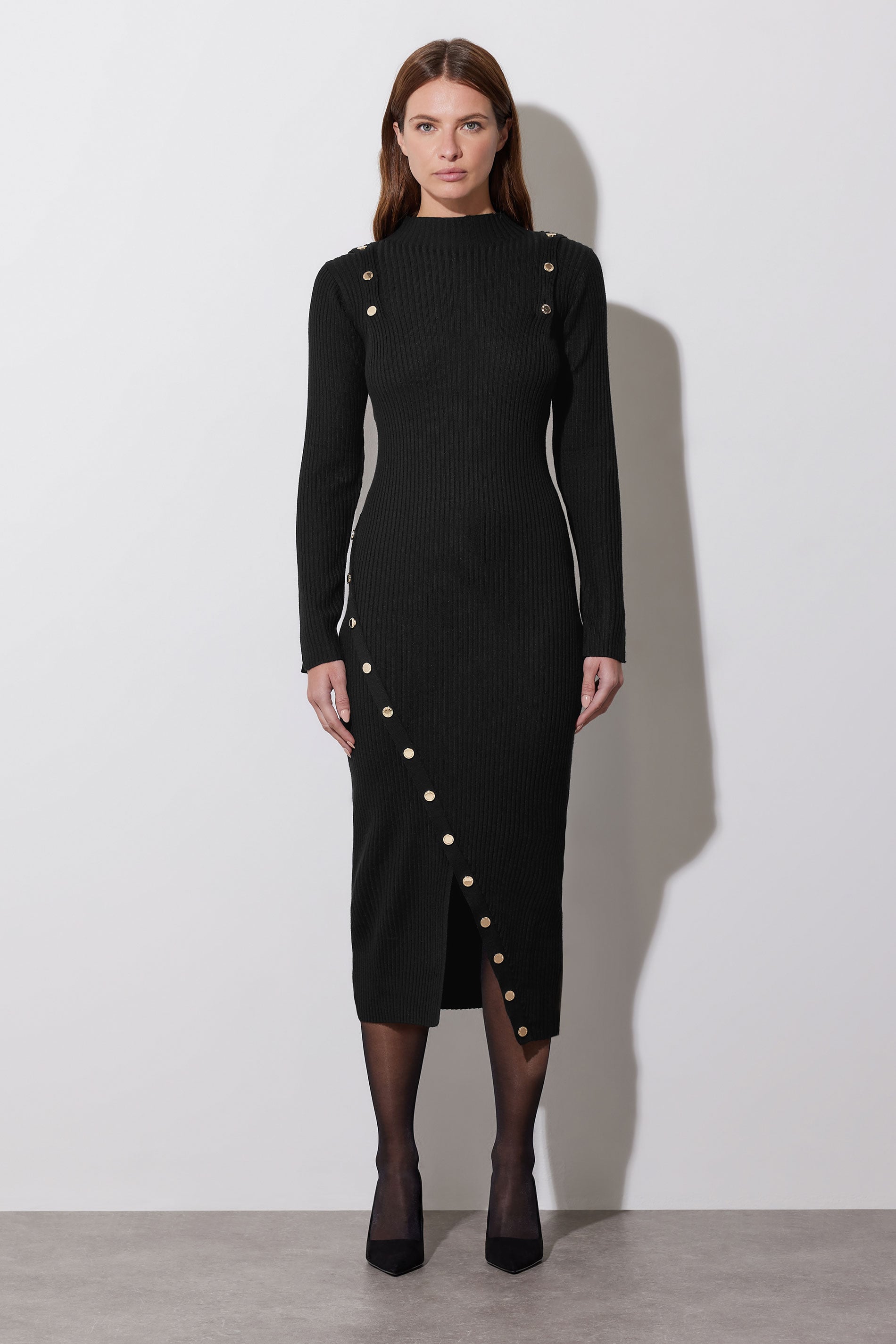 STAR Black Button Detail Knitted Dress | StarByJM 1