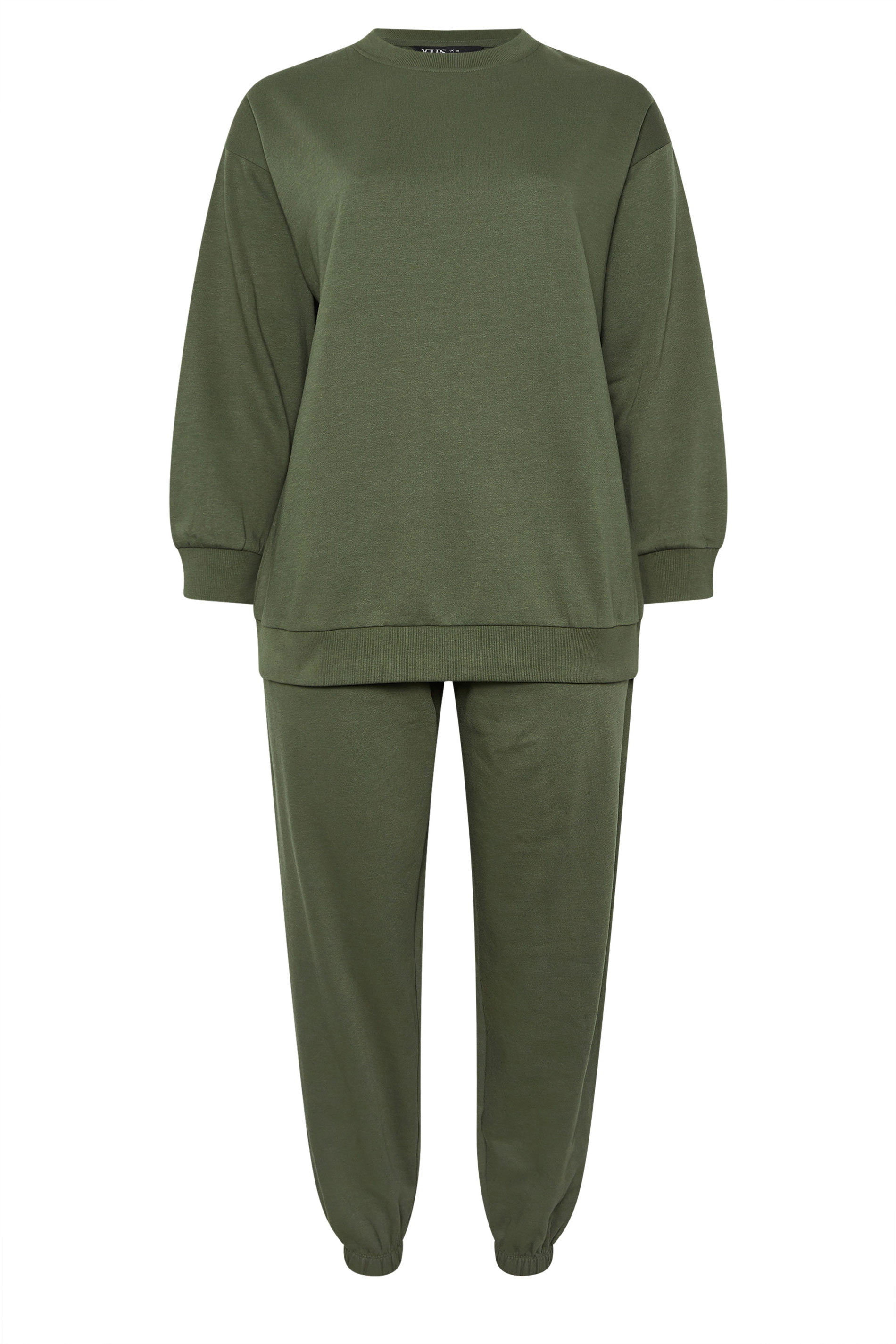 YOURS Plus Size Khaki Green Sweatshirt & Cuffed Jogger Set | Yours Clothing 5
