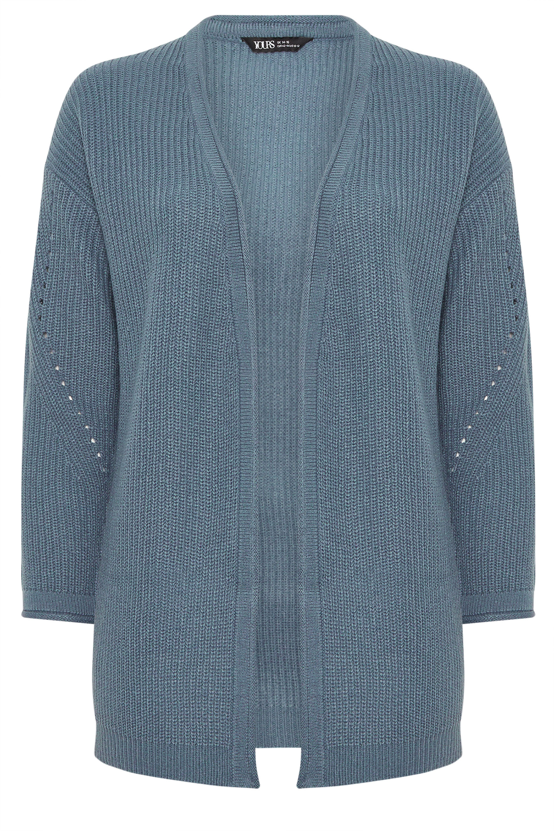 YOURS Plus Size Essential Light Blue Knitted Cardigan | Yours Clothing 5
