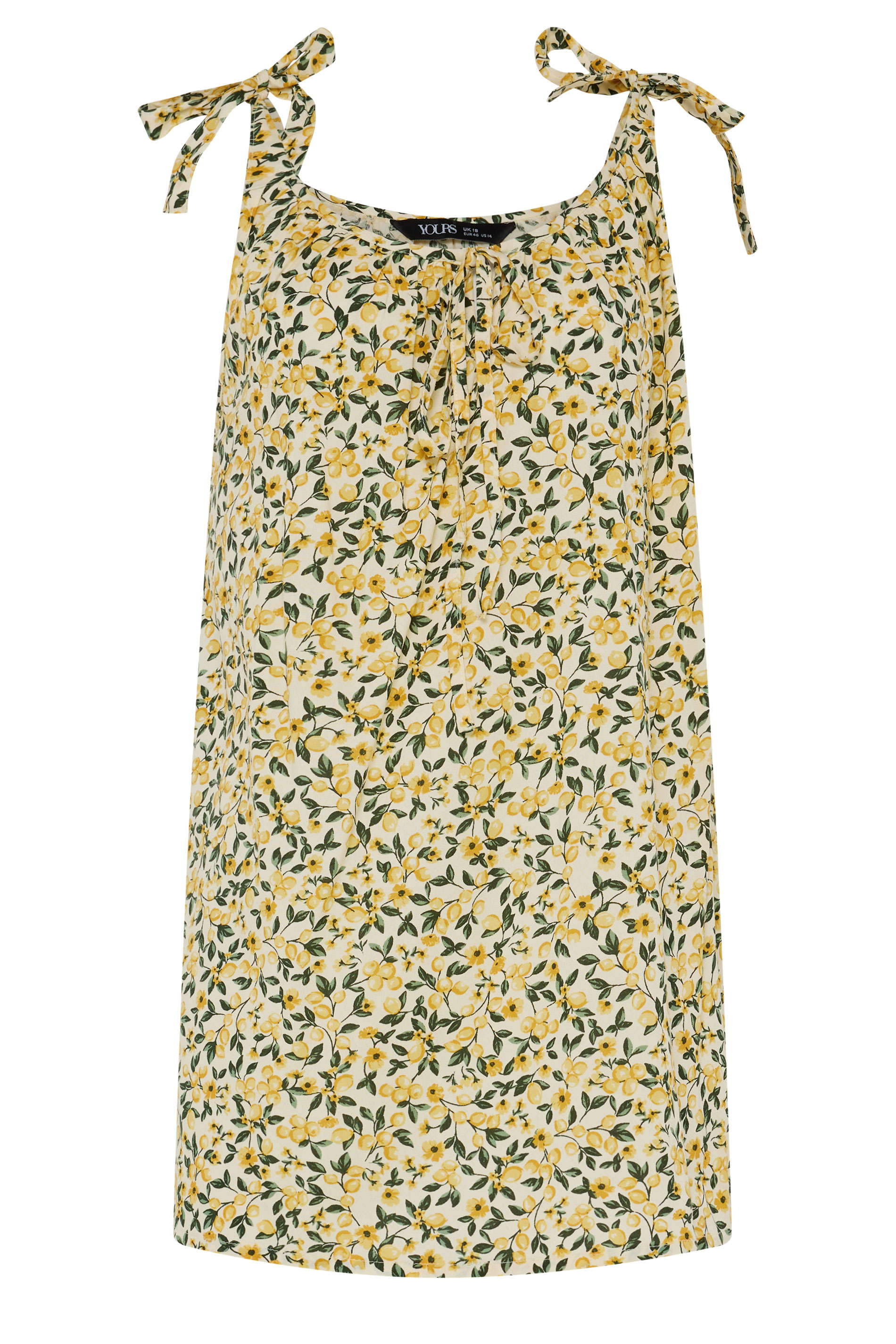 YOURS Plus Size Yellow Lemon Cami Vest Top | Yours Clothing 5