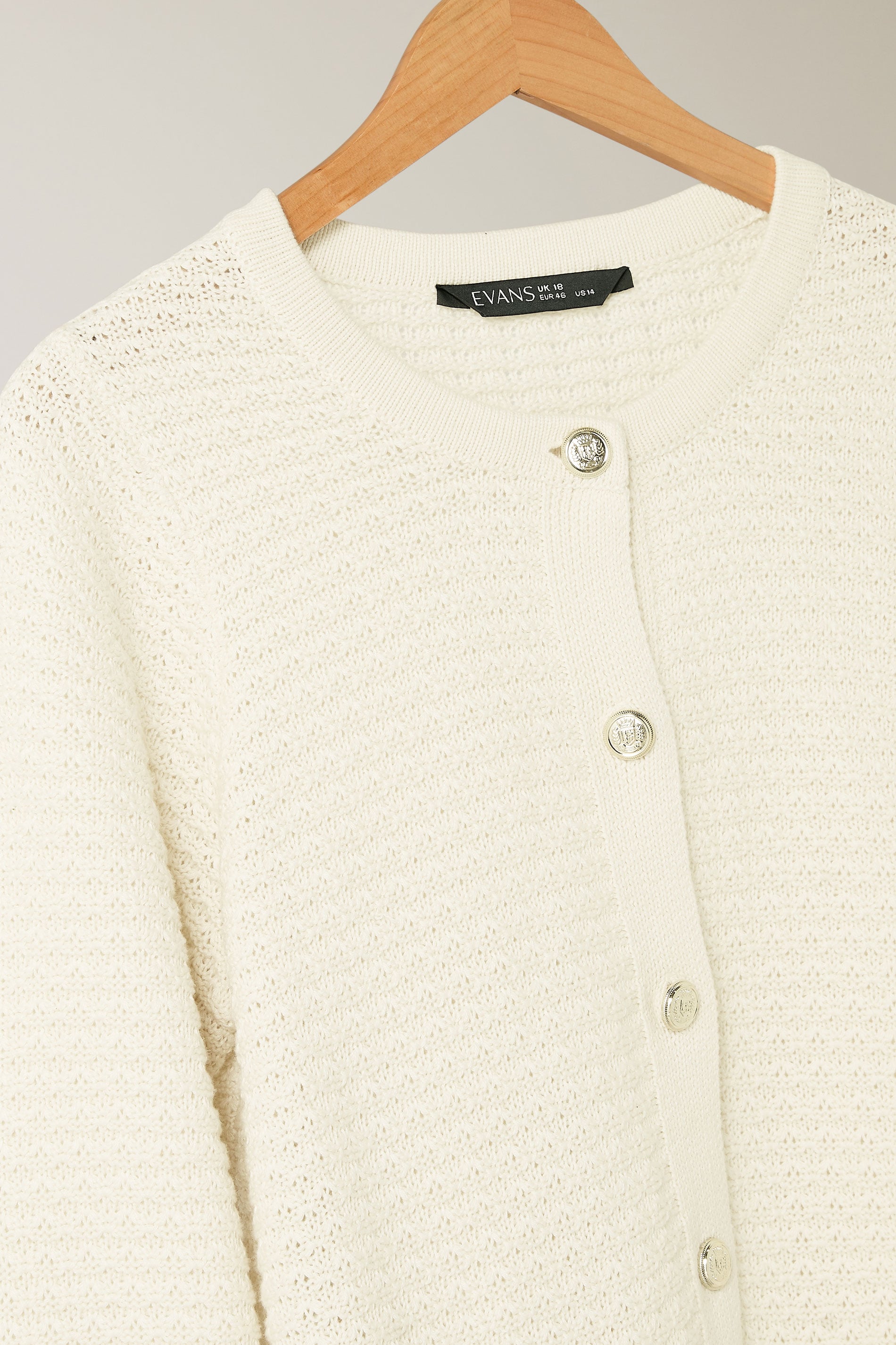 EVANS Plus Size Cream Button Through Knitted Cardigan | Evans  6