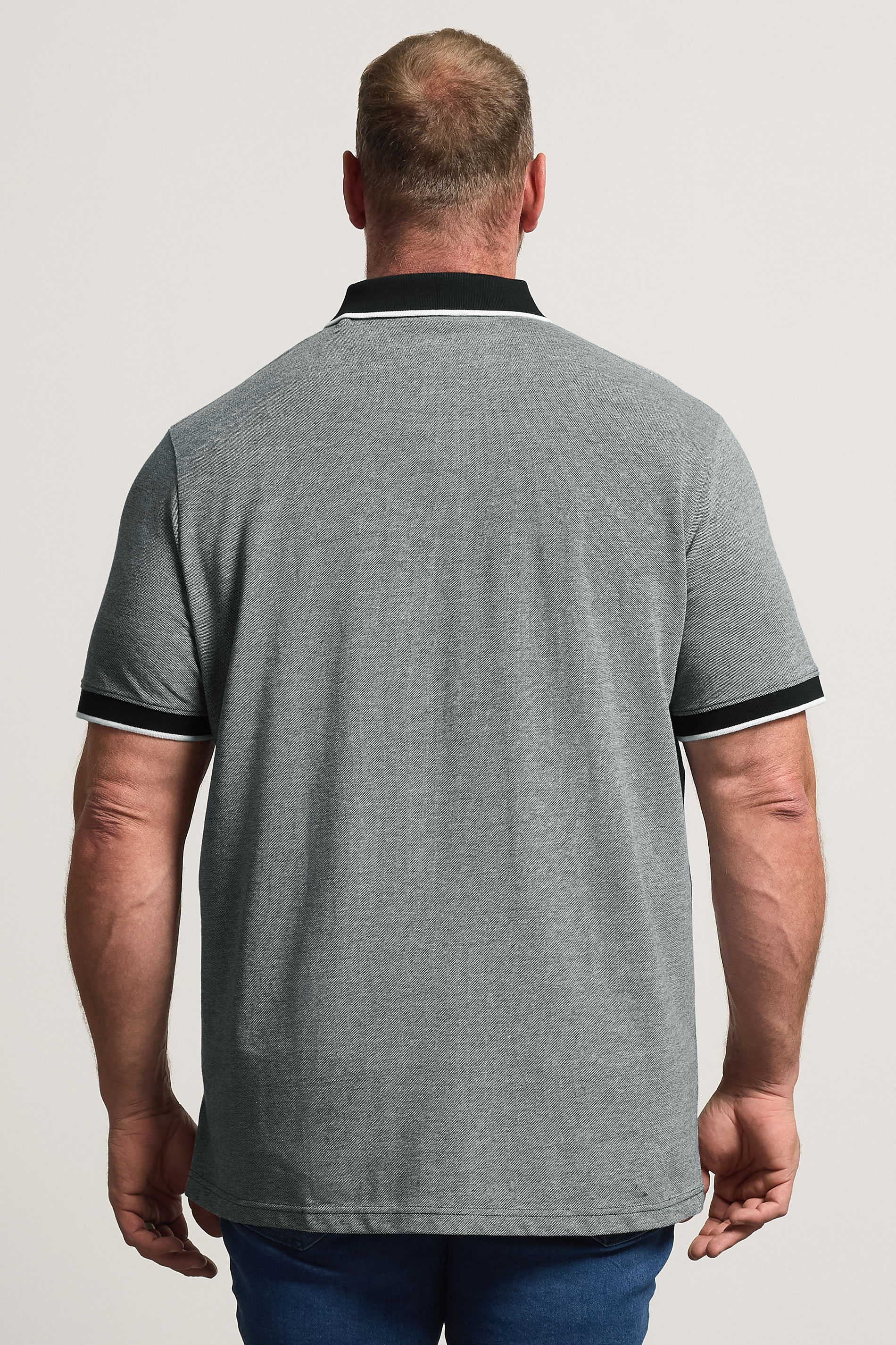 BadRhino Big & Tall Grey & Black Tipped Polo Shirt | BadRhino 2