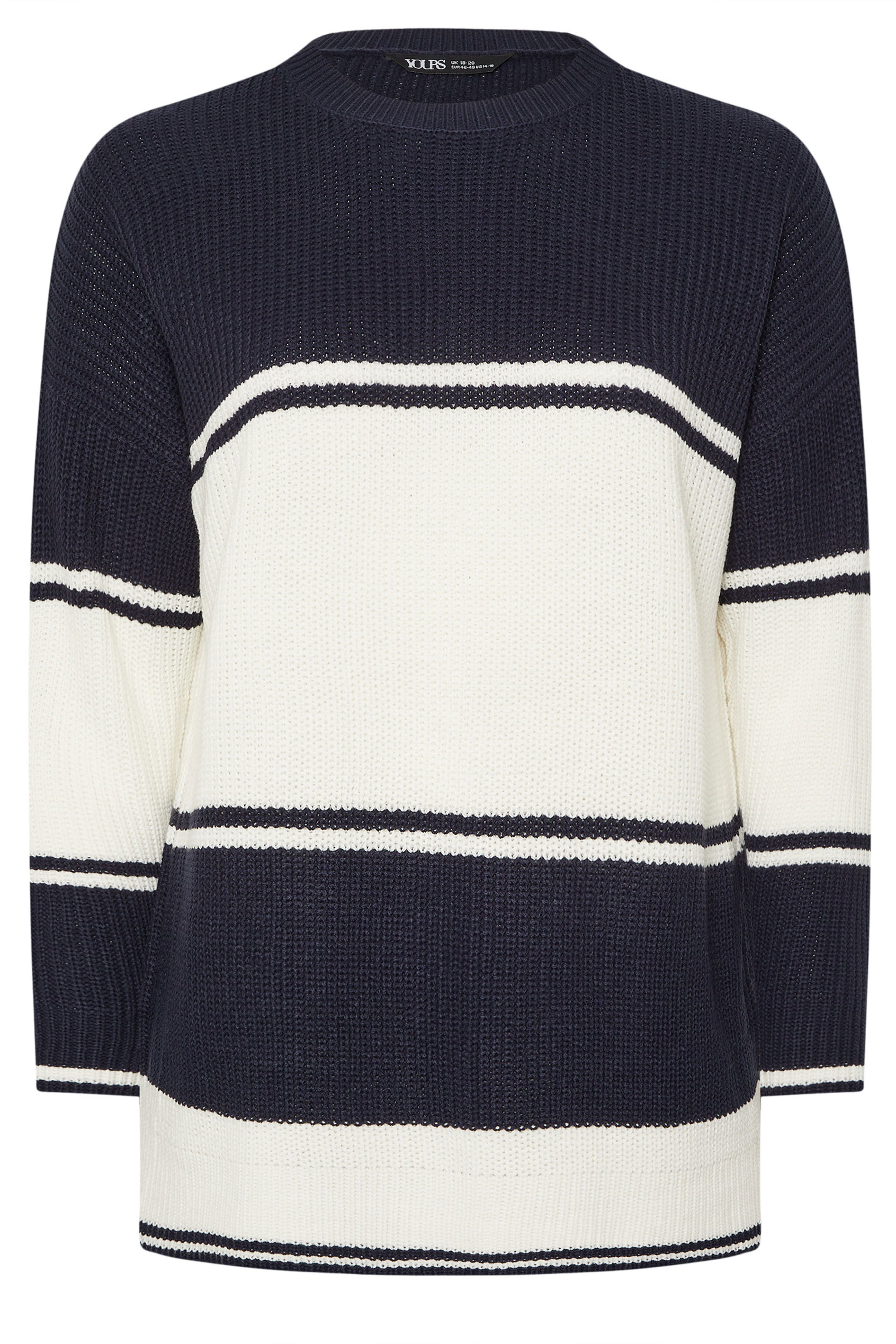 YOURS Plus Size Navy Blue Stripe Knitted Jumper | Yours Clothing 6