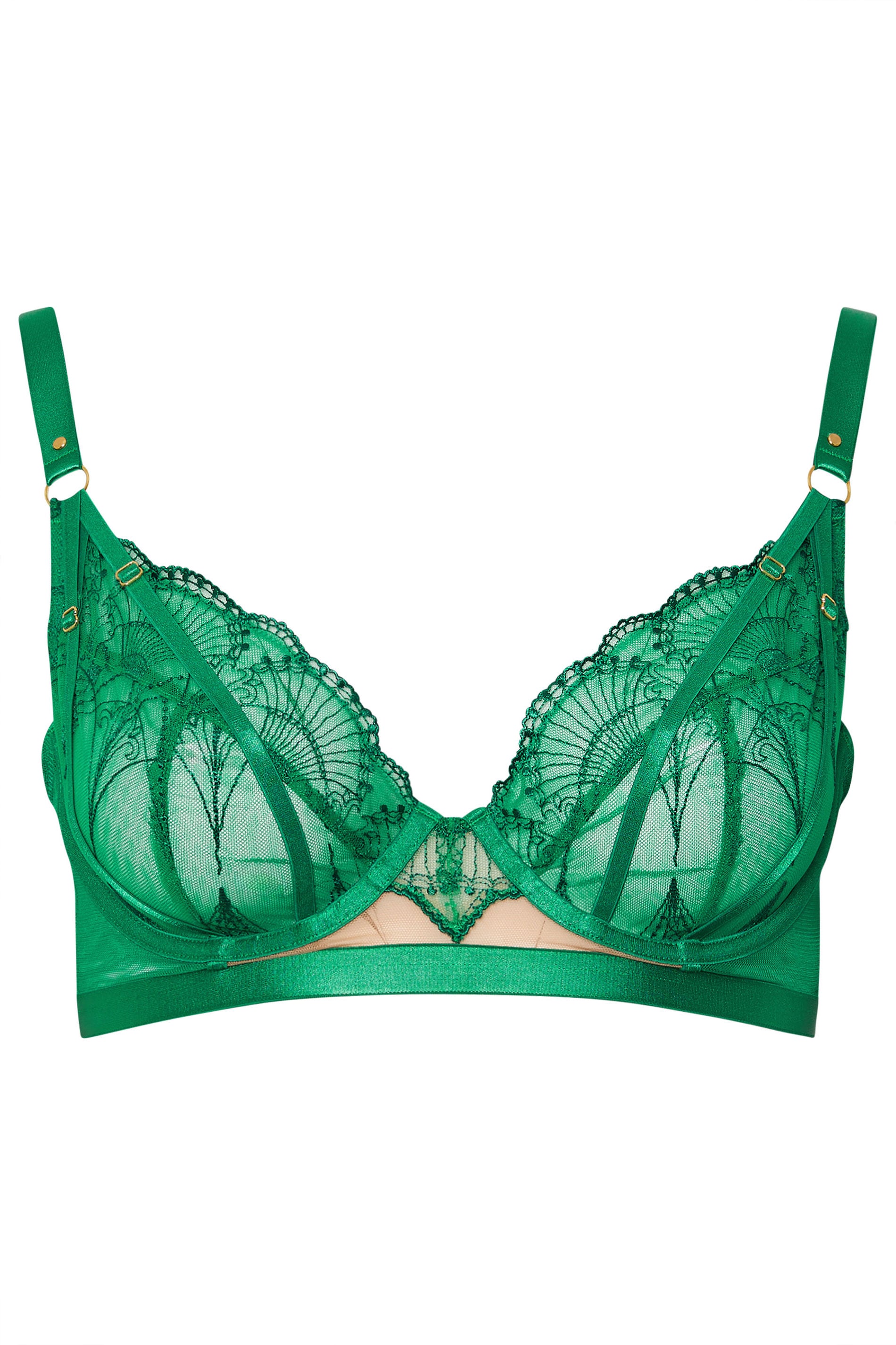 PLAYFUL PROMISES Plus Size Green Lace Embroidered Underwired Bra | Yours Clothing 5