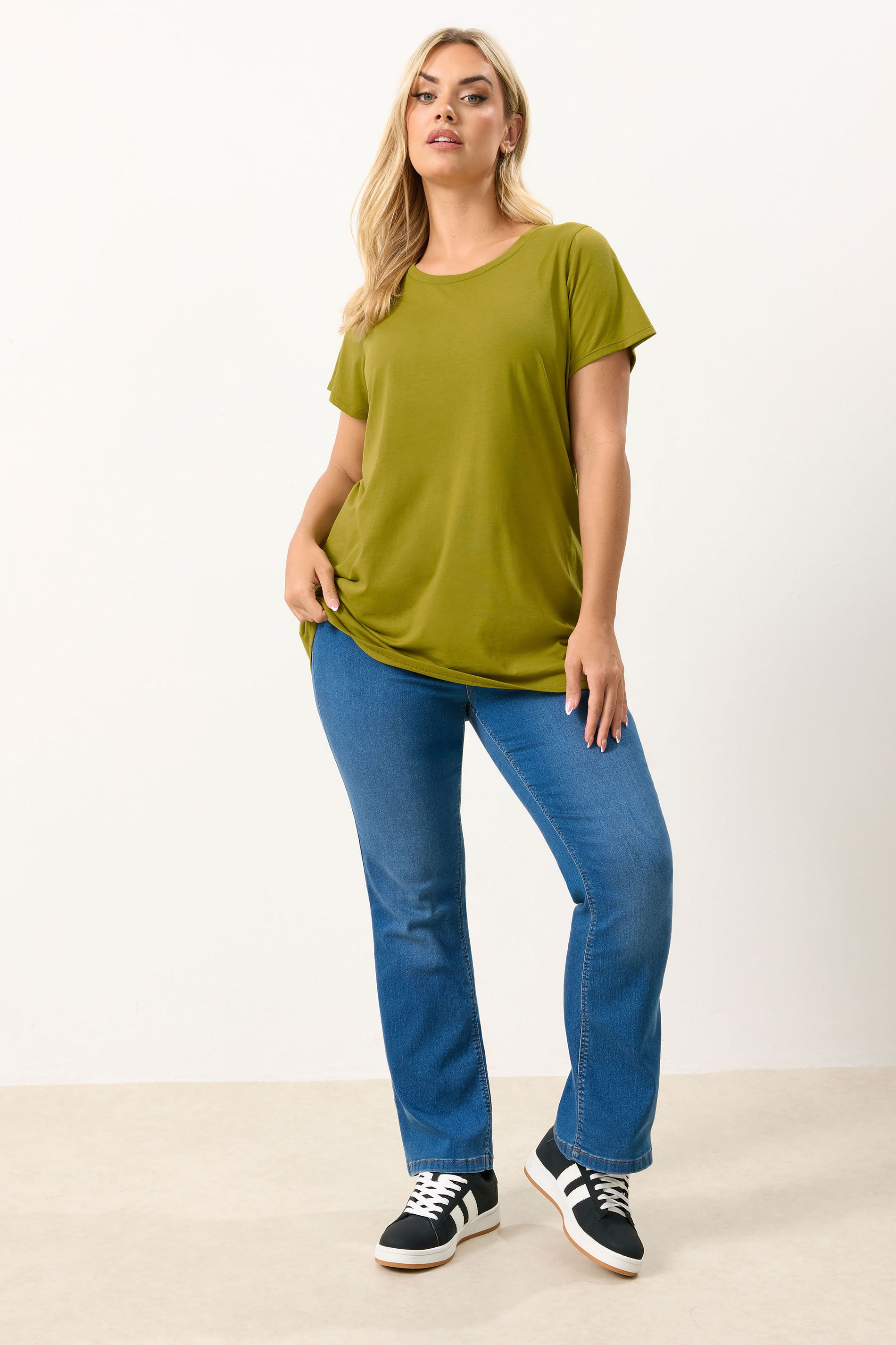YOURS Plus Size Chartreuse Green Core T-Shirt | Yours Clothing 1