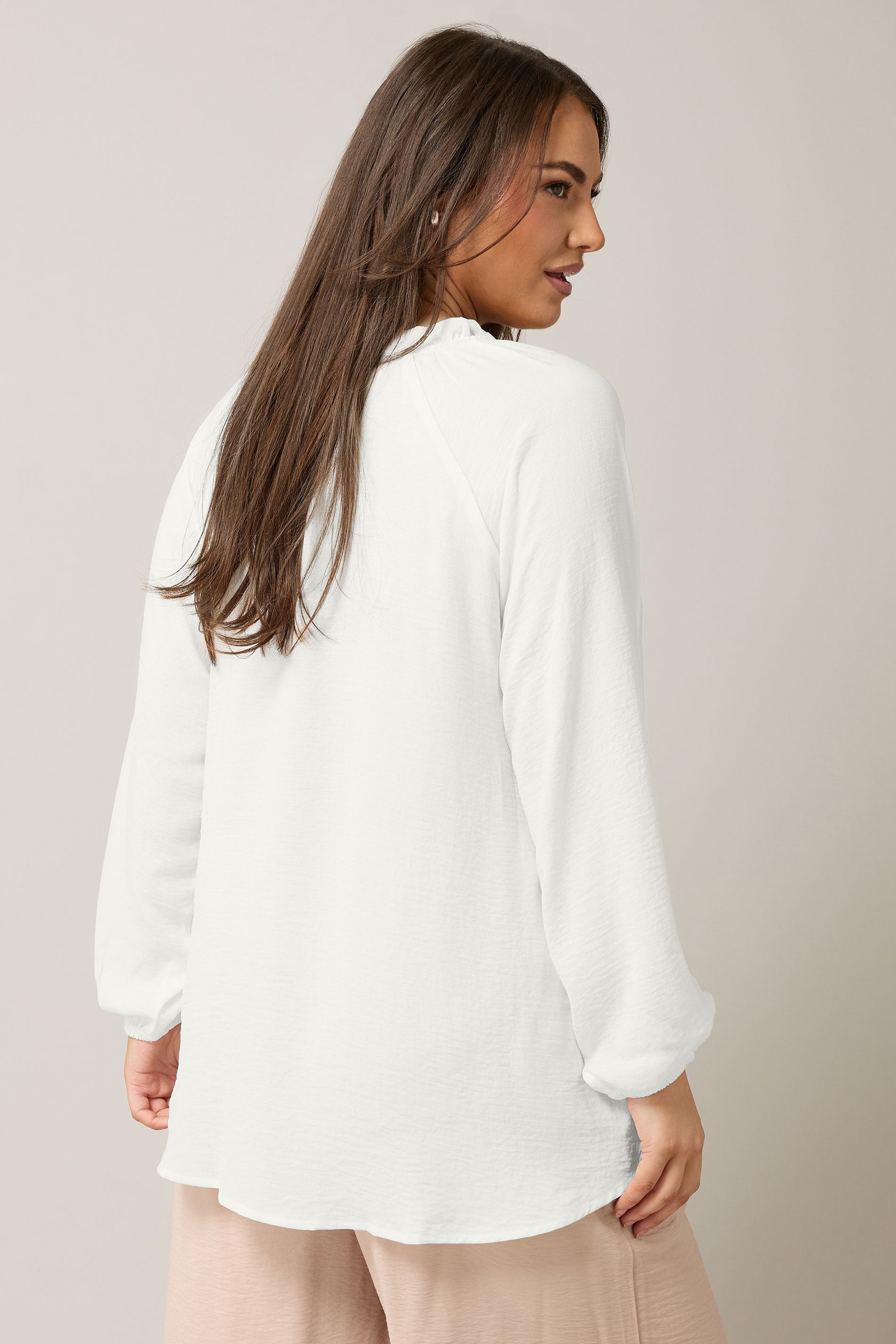 EVANS Plus Size White Frill Neck Blouse | Evans  4