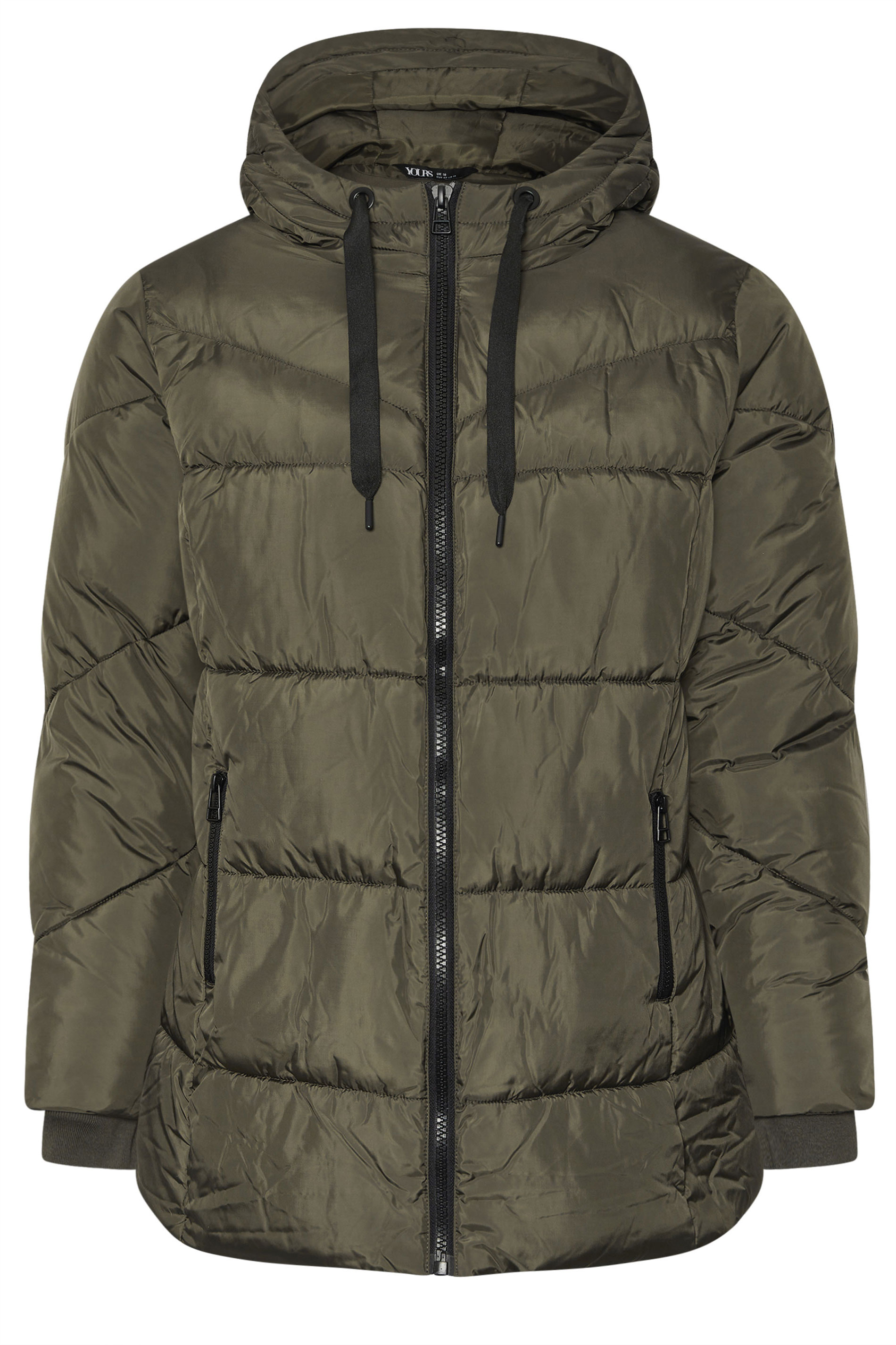 YOURS Plus Size Khaki Green Short Padded Coat | Yours Clothing 7