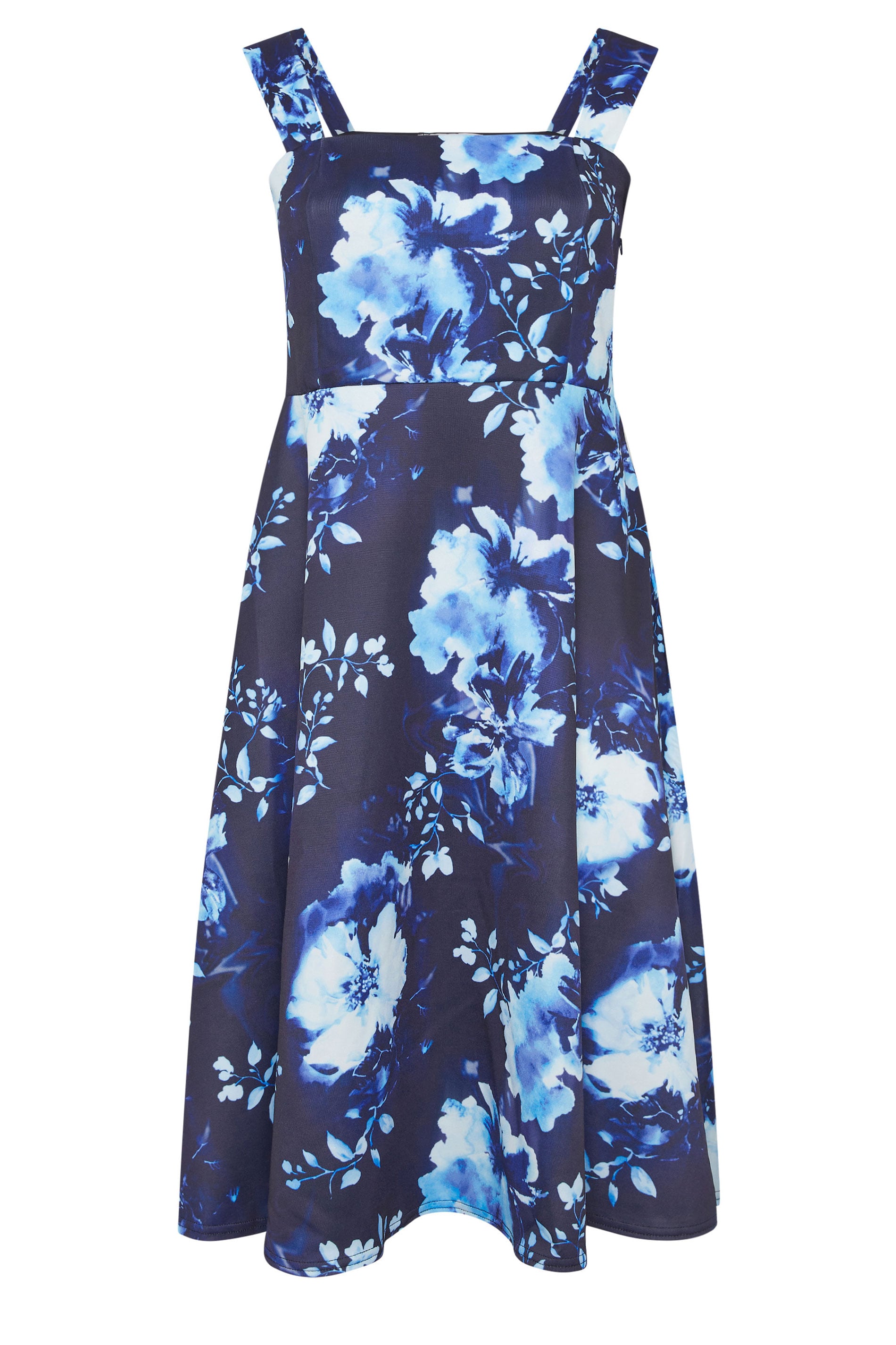 YOURS LONDON Plus Size Blue Floral Skater Dress | Yours Clothing 5