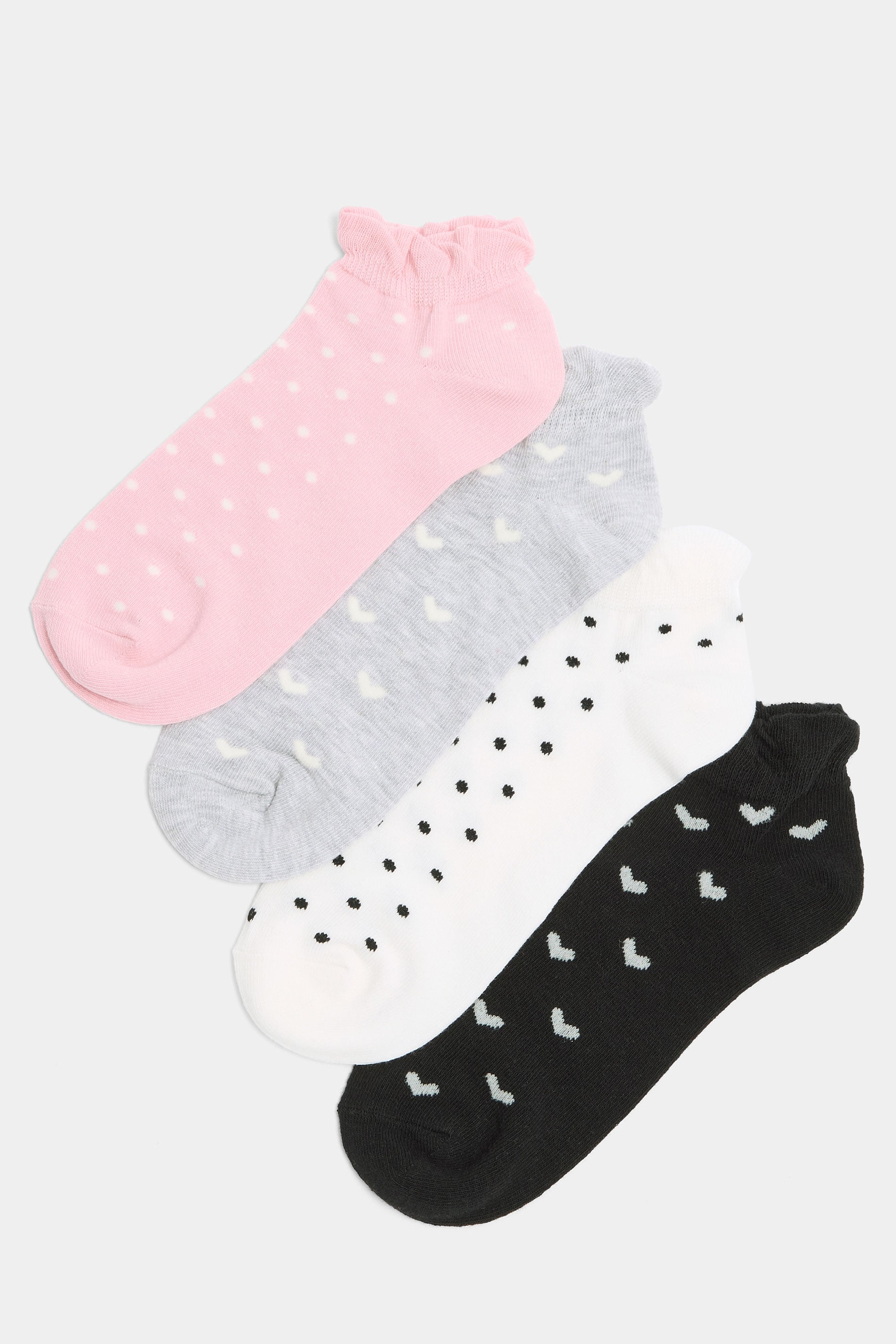 YOURSET 4 PACK Plus Size Pink Polka Dot Liner Socks | Yours Clothing 3