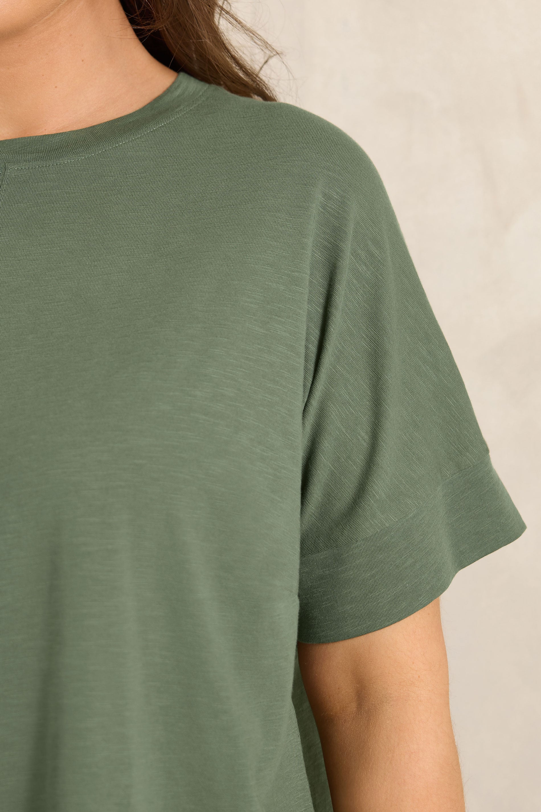 EVANS Plus Size Khaki Pure Cotton T-Shirt | Evans 4