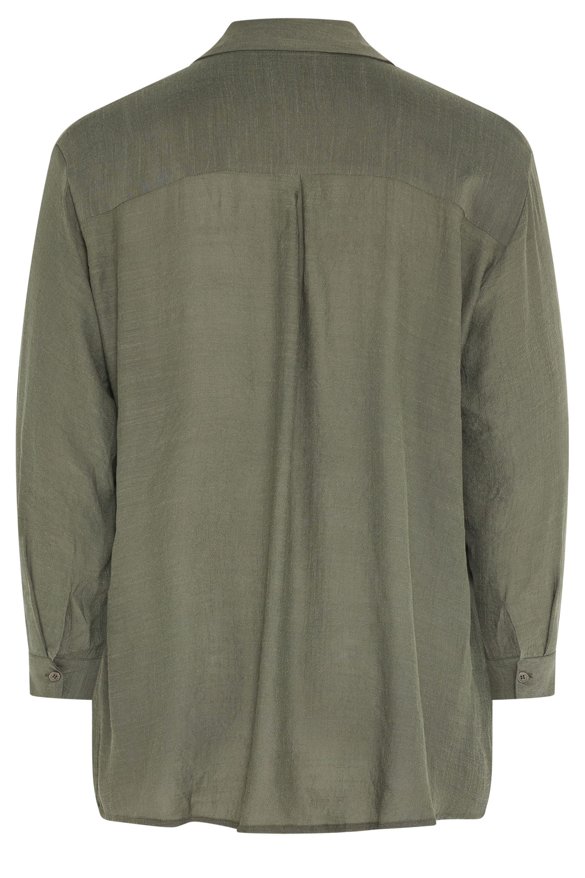 EVANS Plus Size Khaki Green Sheer Long Sleeve Shirt | Evans 6