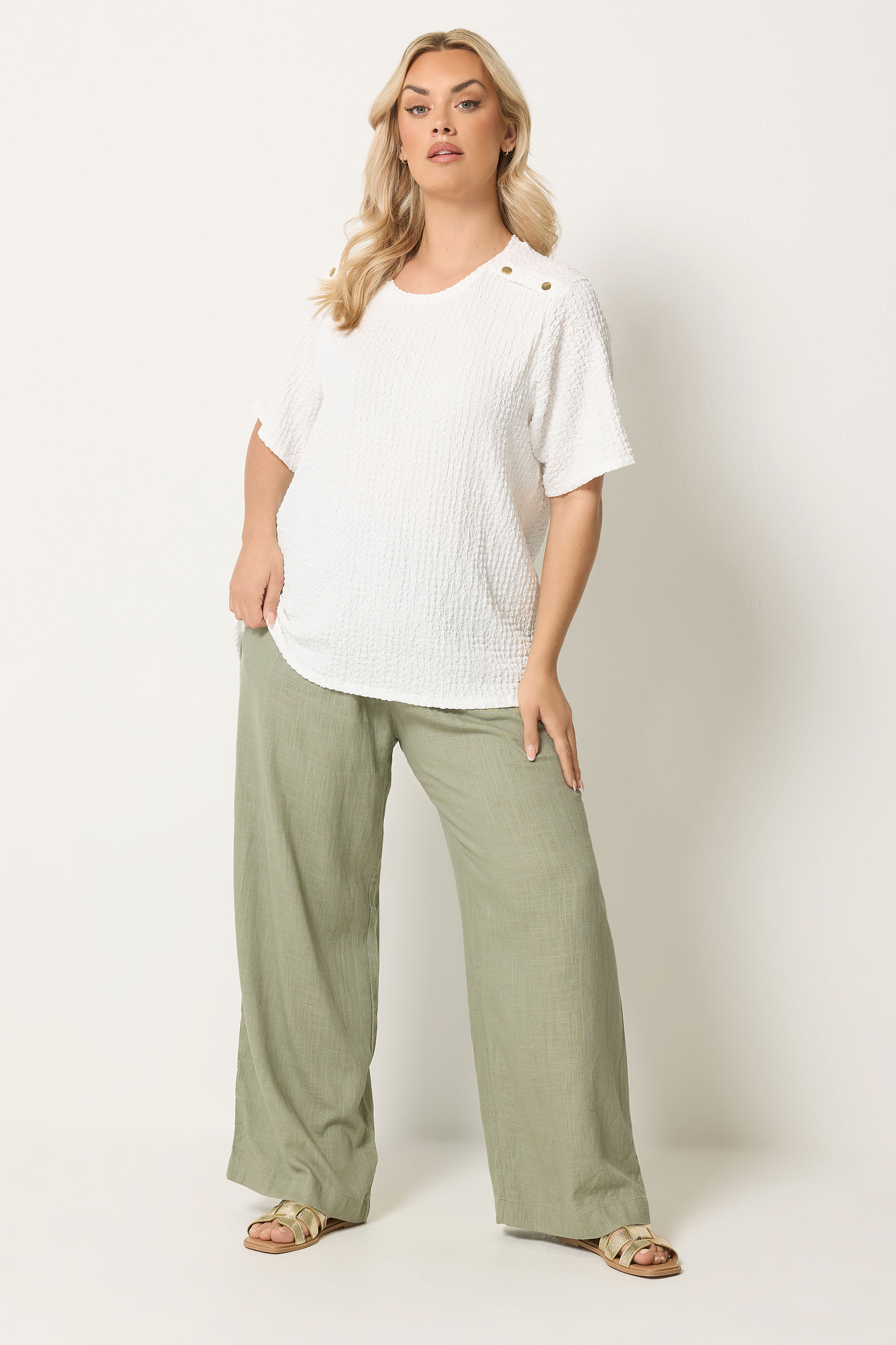 YOURS Plus Size White Bubble Texture Top | Yours Clothing 1