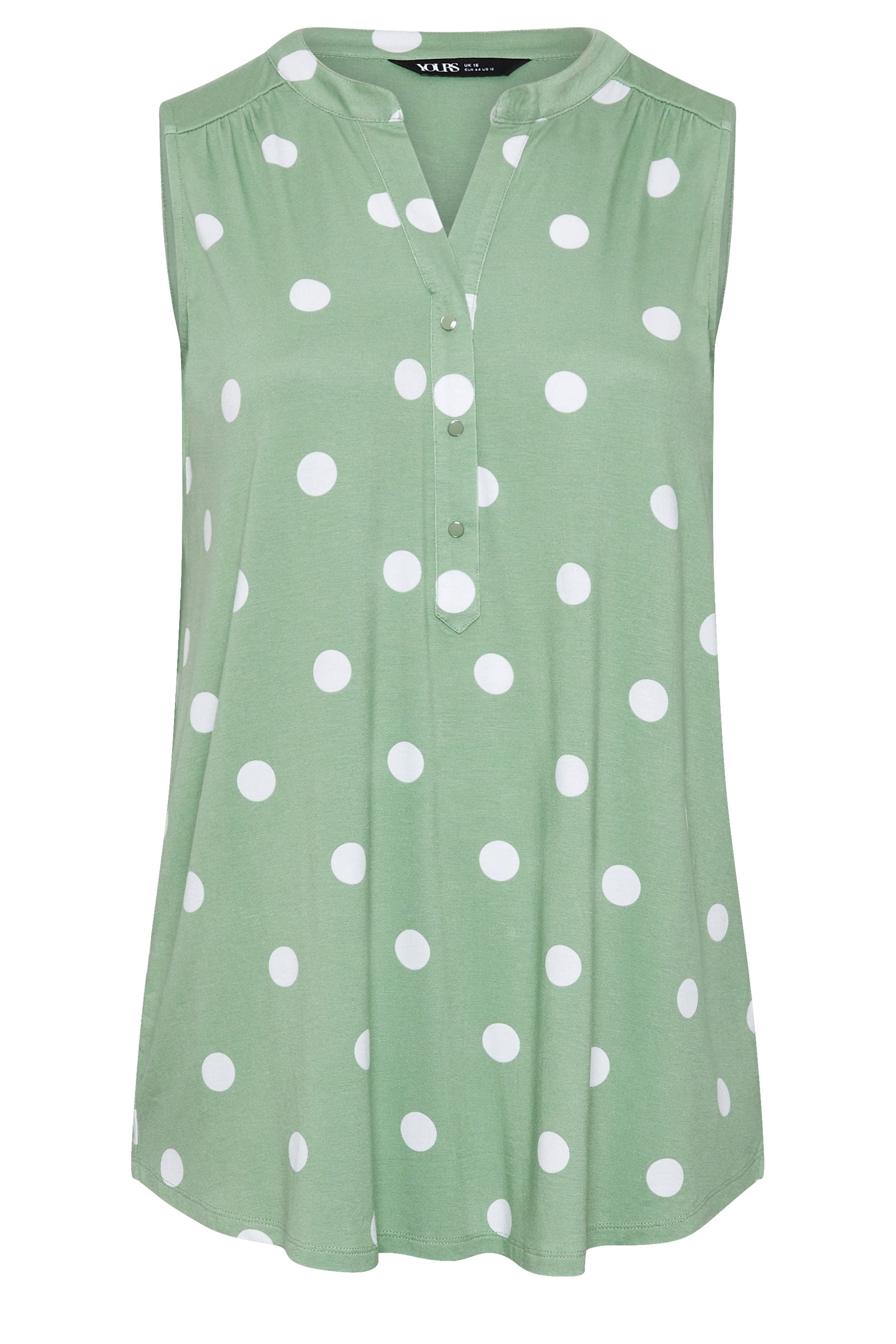 YOURS Plus Size Green Polka Dot Sleeveless Swing Blouse | Yours Clothing 5