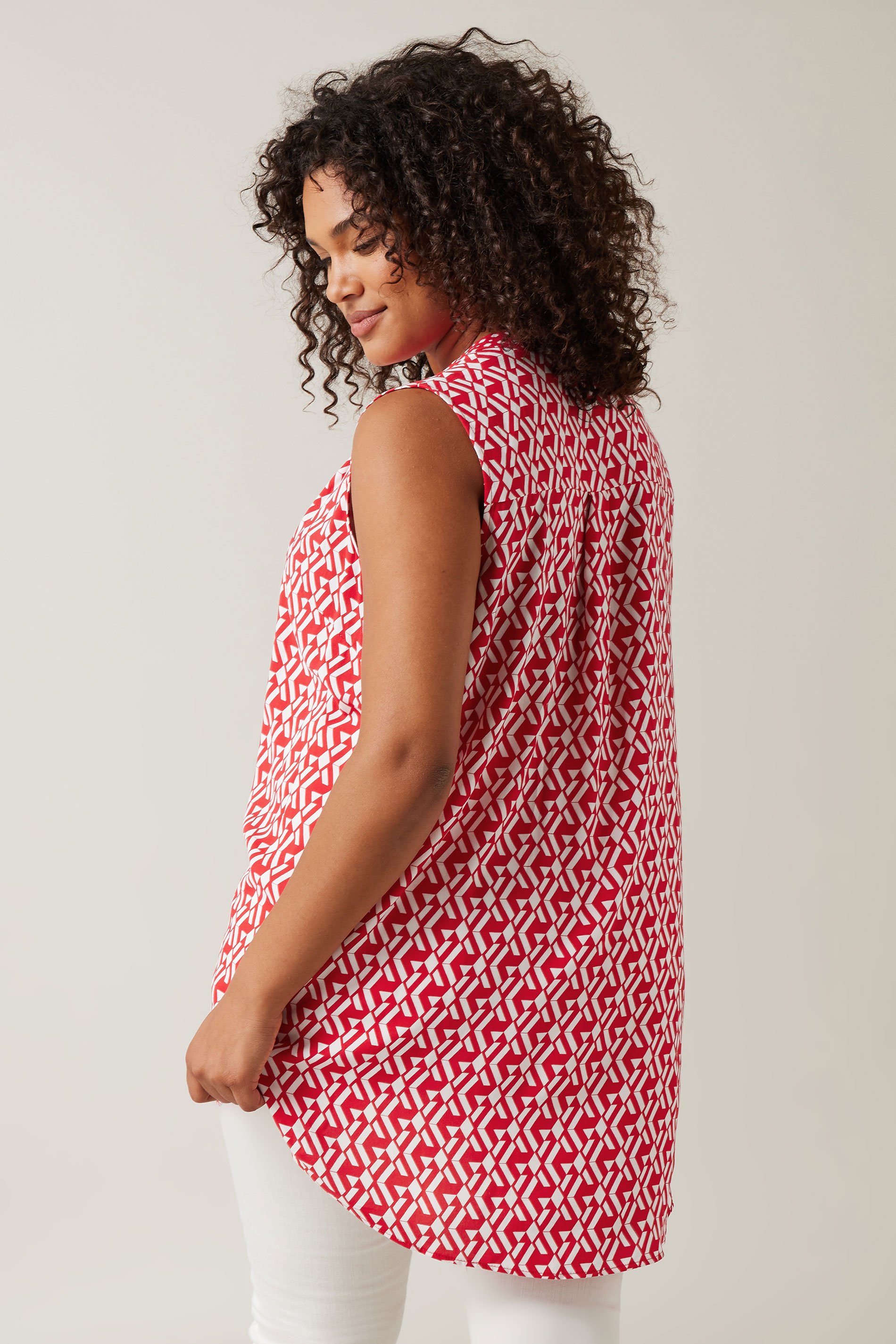 EVANS Plus Size Red Geometric Print Tunic | Evans