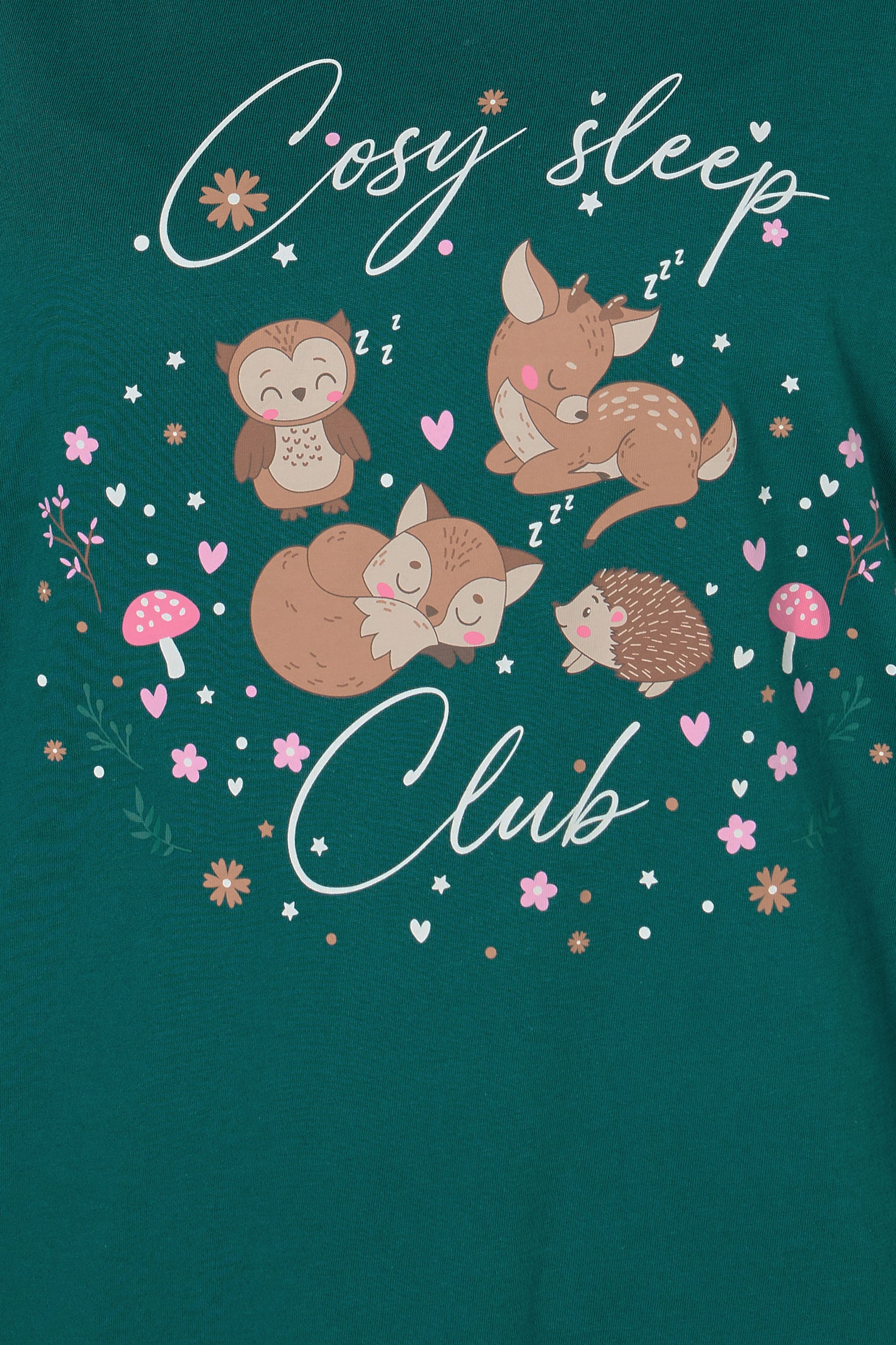 YOURS Plus Size Set Green 'Cosy Sleep Club' Woodland Pyjama Gift | Yours Clothing 4