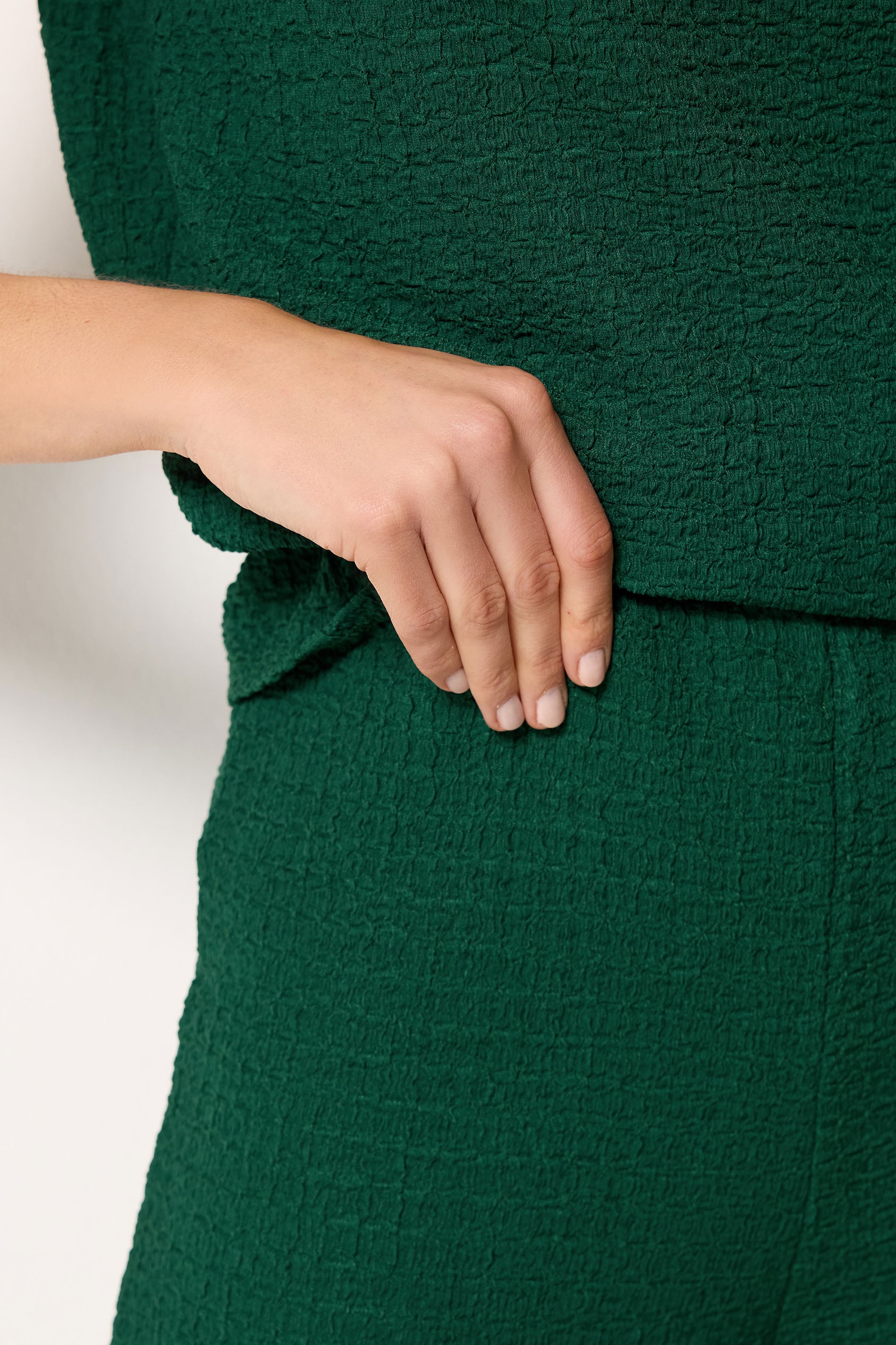 LTS Tall Women's Forest Green Textured Wide Leg Trousers | Long Tall Sally 4
