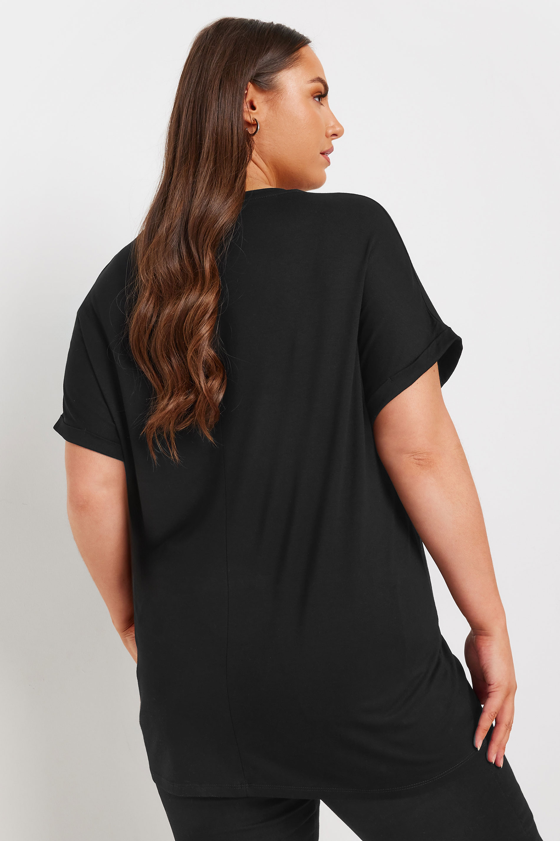 YOURS Plus Size Black Diamante Detail T-Shirt | Yours Clothing 2