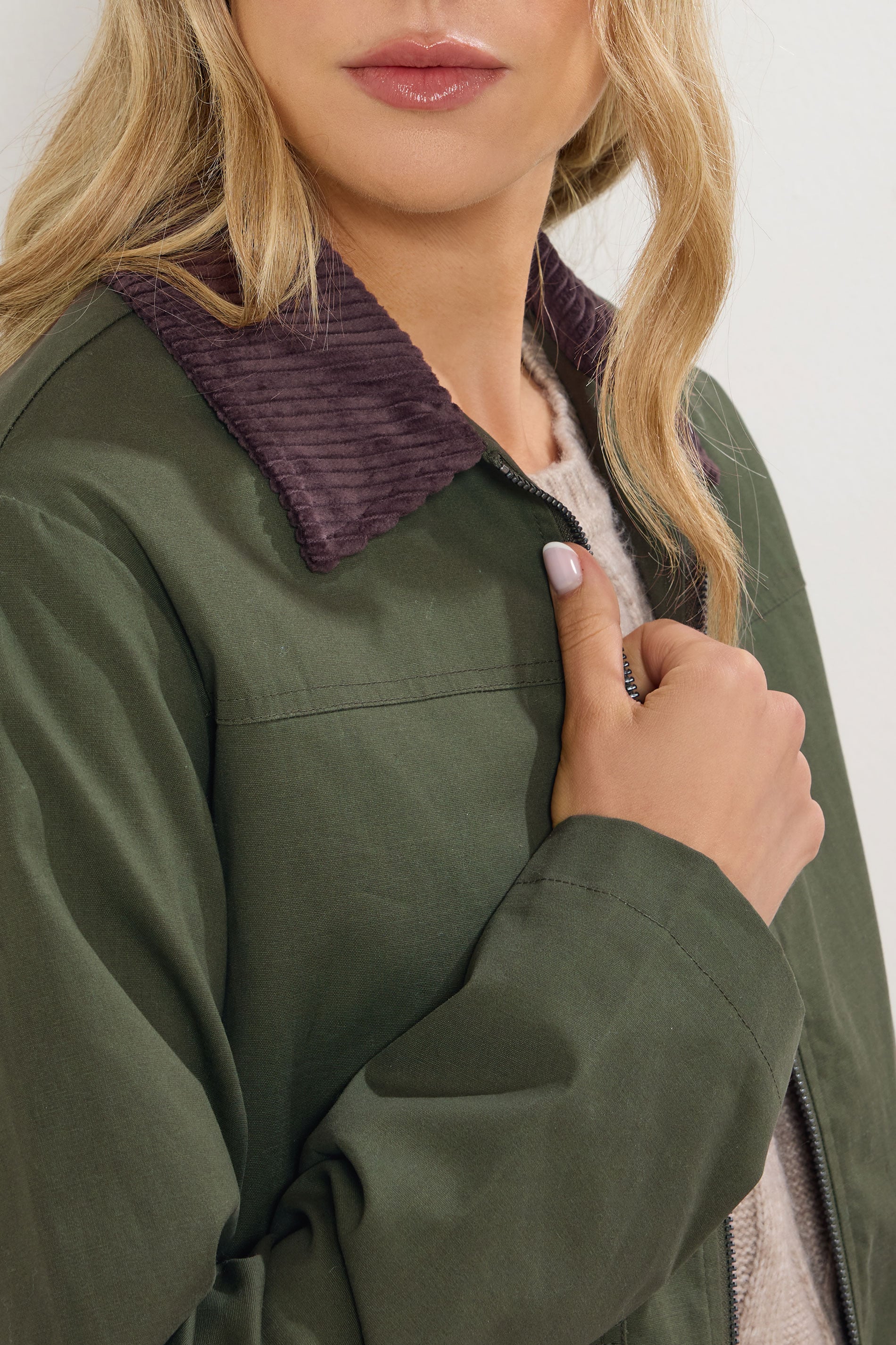 LTS Tall Green Cotton Cord Collar Barn Jacket | Long Tall Sally 4