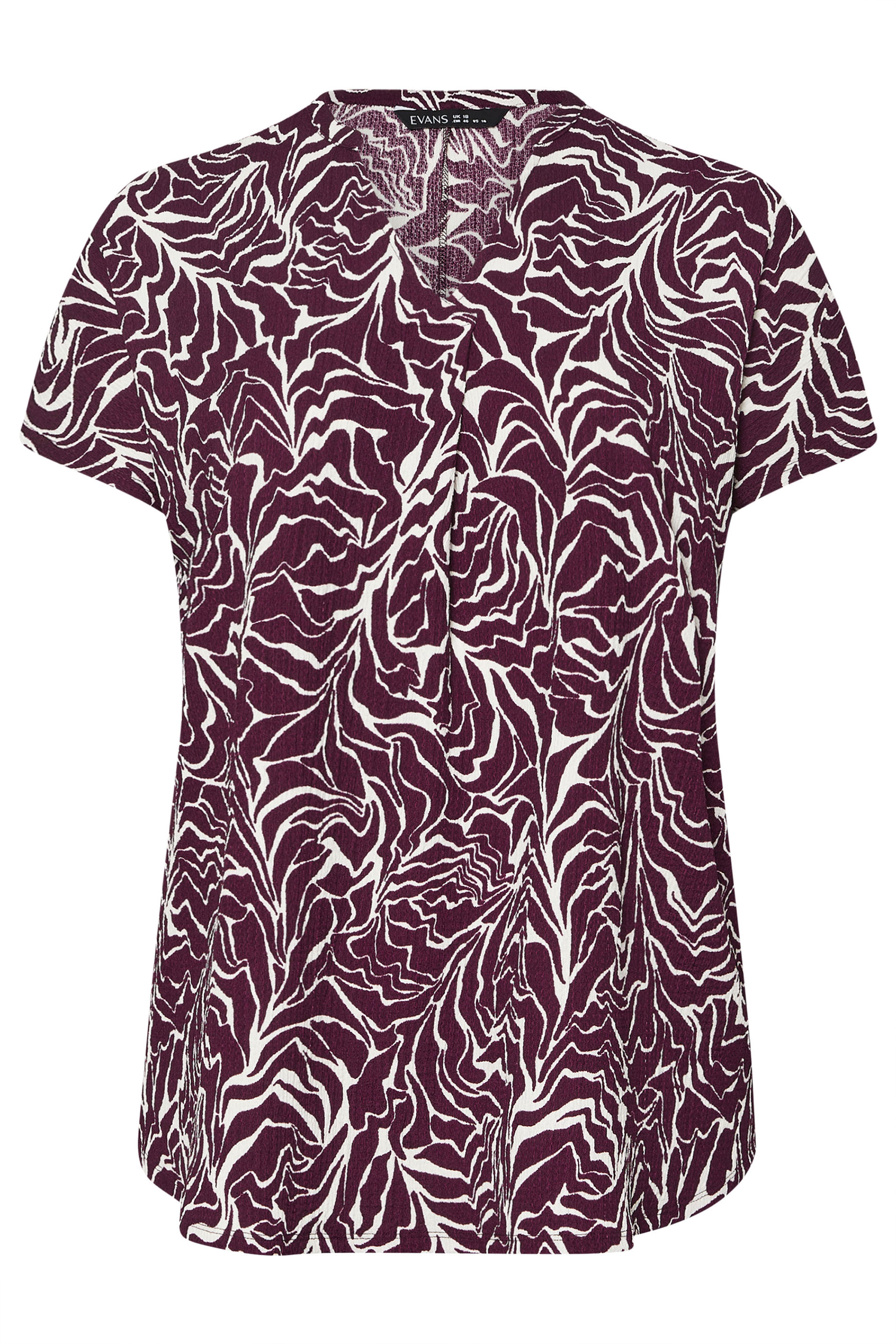 EVANS Plus Size Purple Abstract Floral Pleat Front Swing Top | Evans 5