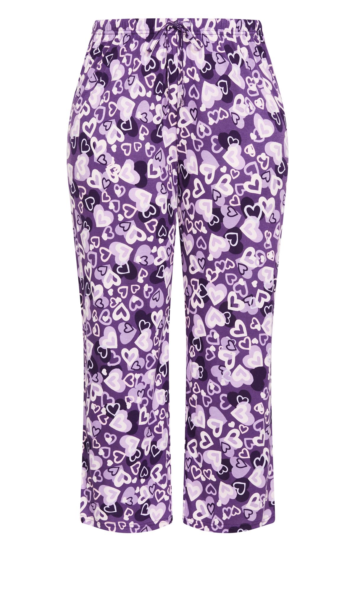Avenue Purple Heart Print Pyjama Bottoms 3