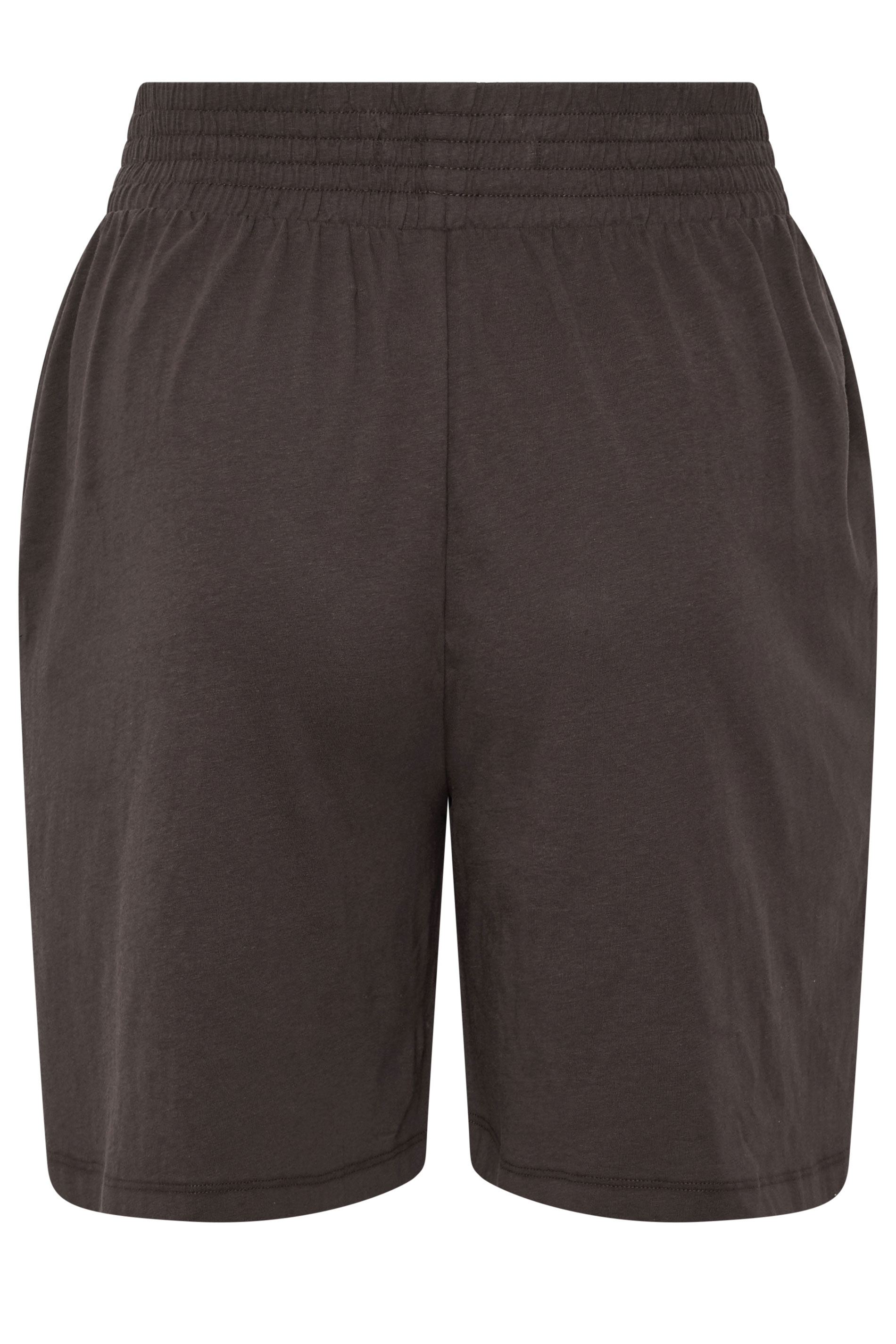 YOURS Plus Size Brown Shirred Waist Shorts | Yours Clothing 8