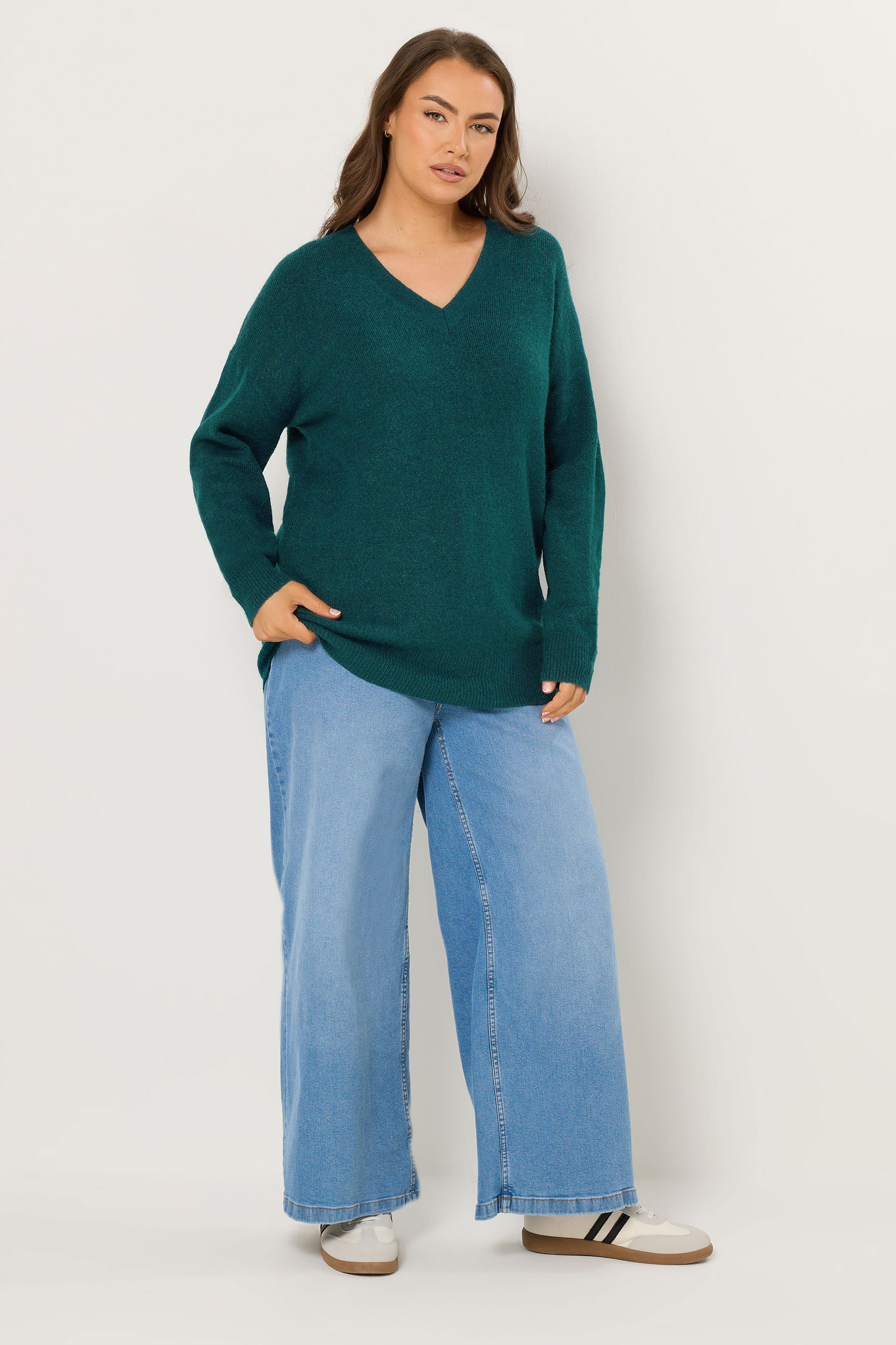 YOURS Plus Size Teal Blue Soft Touch Knitted Jumper | Yours Clothing 2