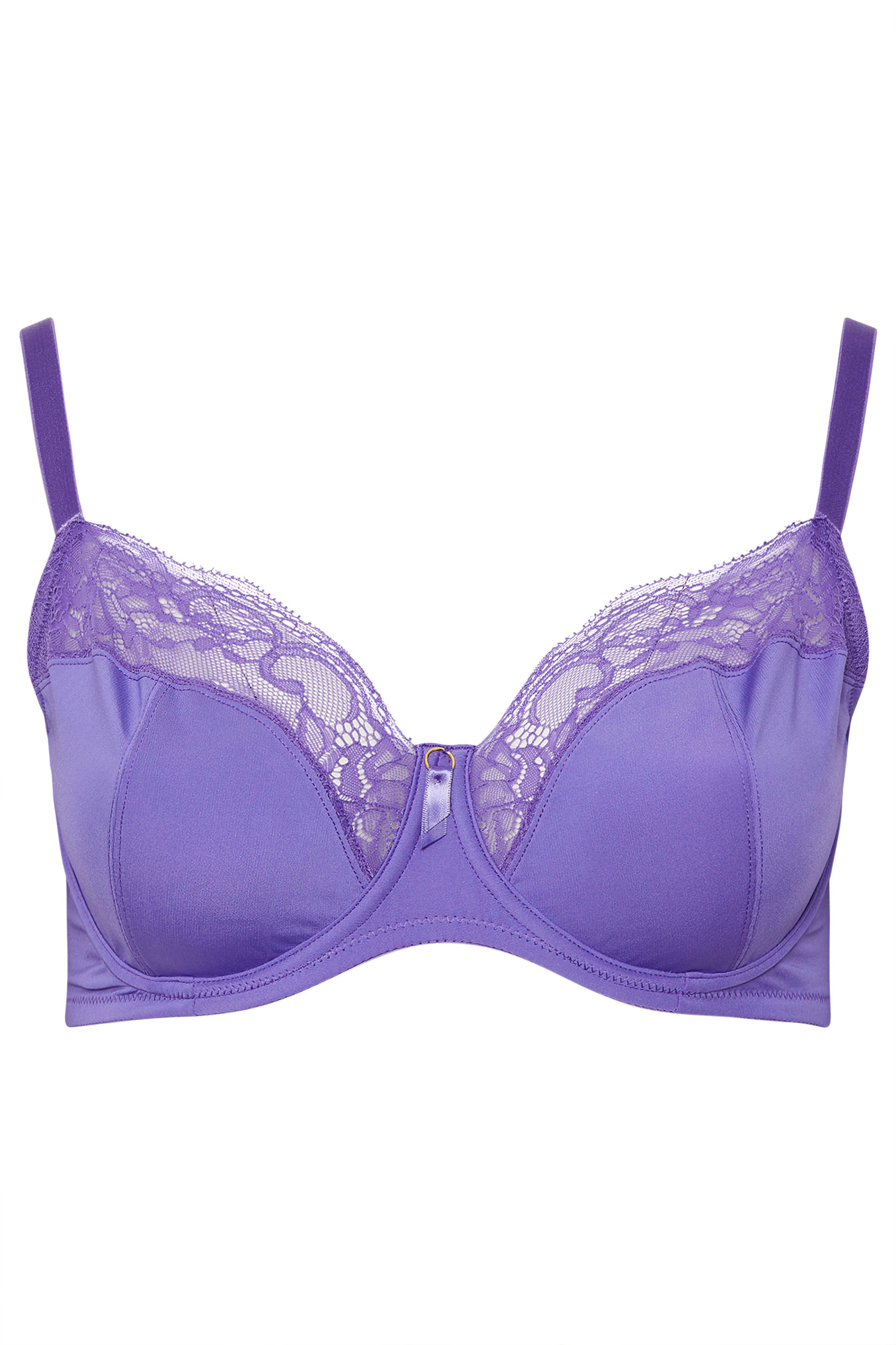 YOURSET 2 PACK Plus Size Black & Purple Floral Underwired Bras | Yours Clothing 9