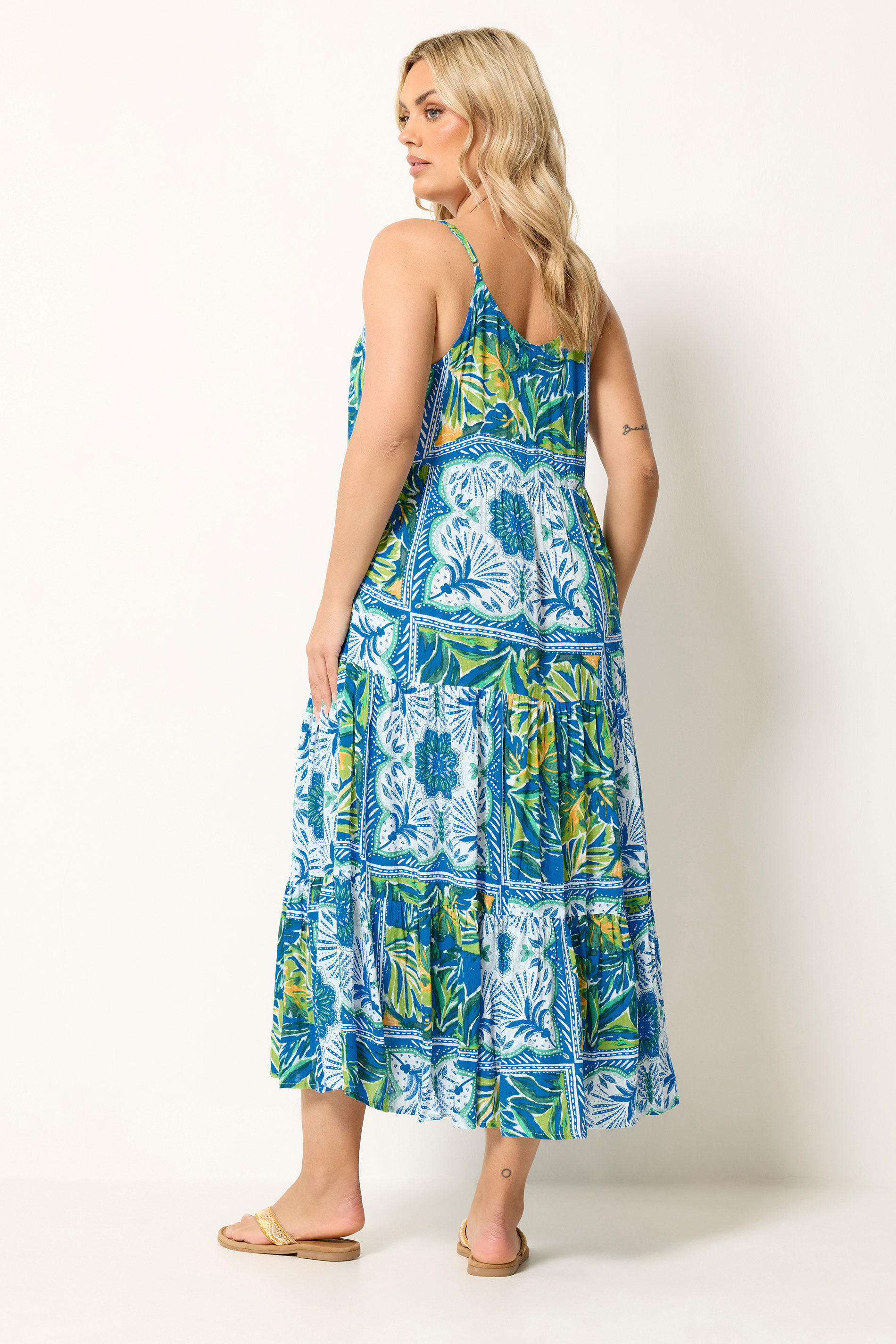 YOURS Plus Size Blue Tiered Maxi Dress | Yours Clothing 2