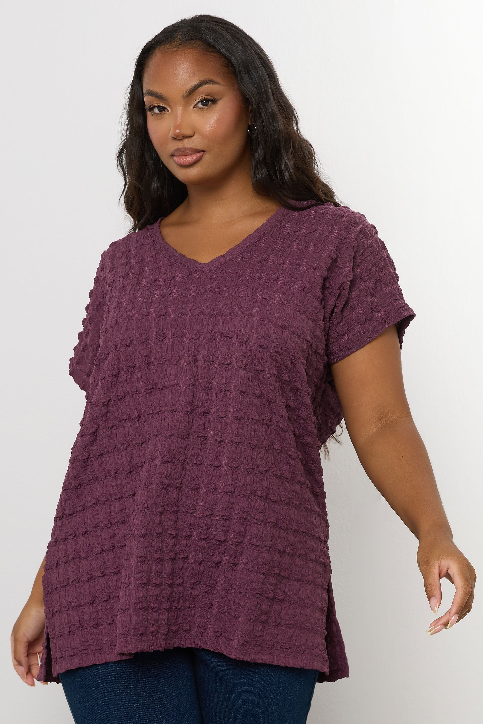YOURS Plus Size Pink Bubble Textured T-Shirt | Yours Clothing 3